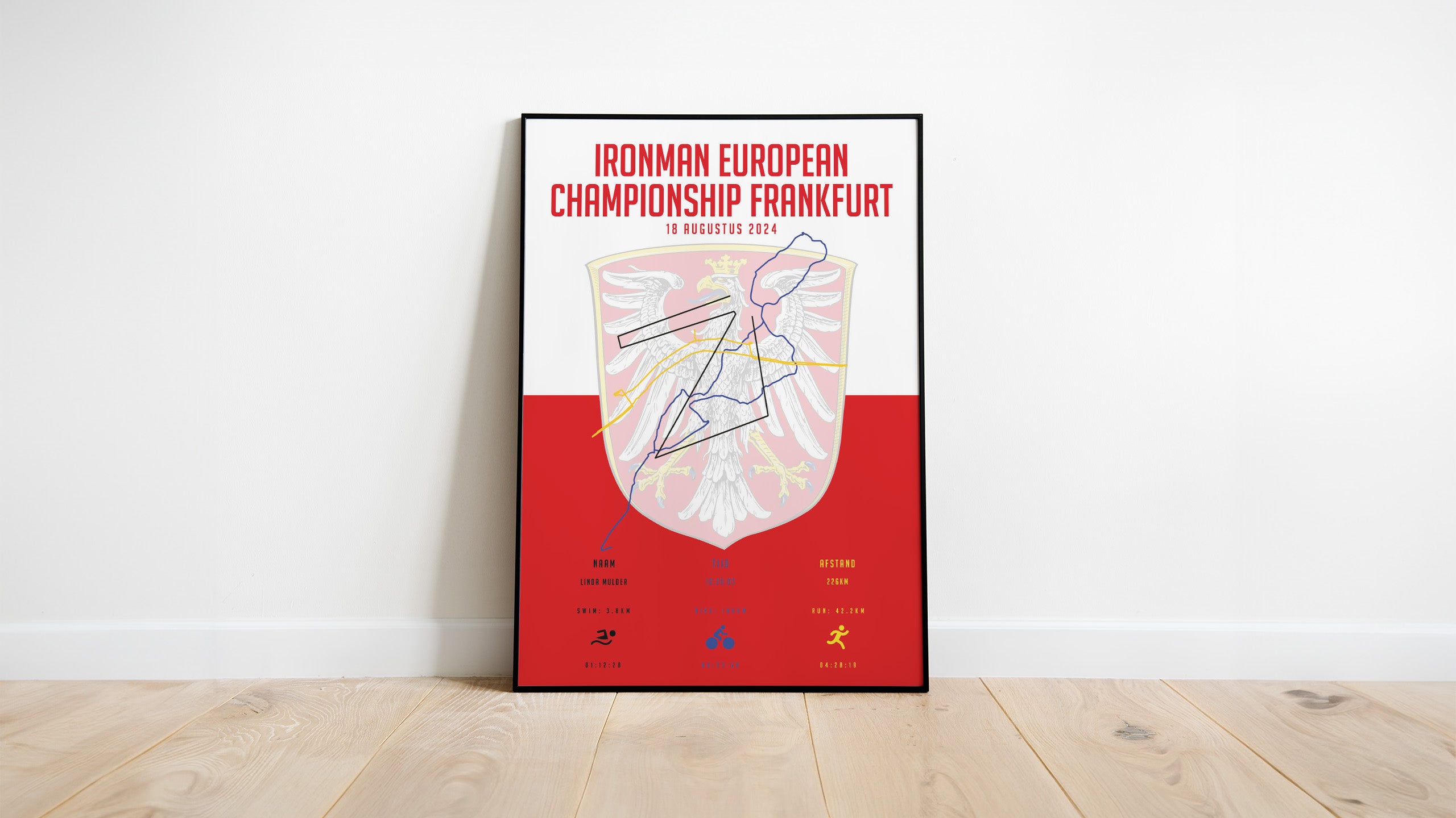 Poster met naam I Ironman European Championship Frankfurt 2024 I City Flag