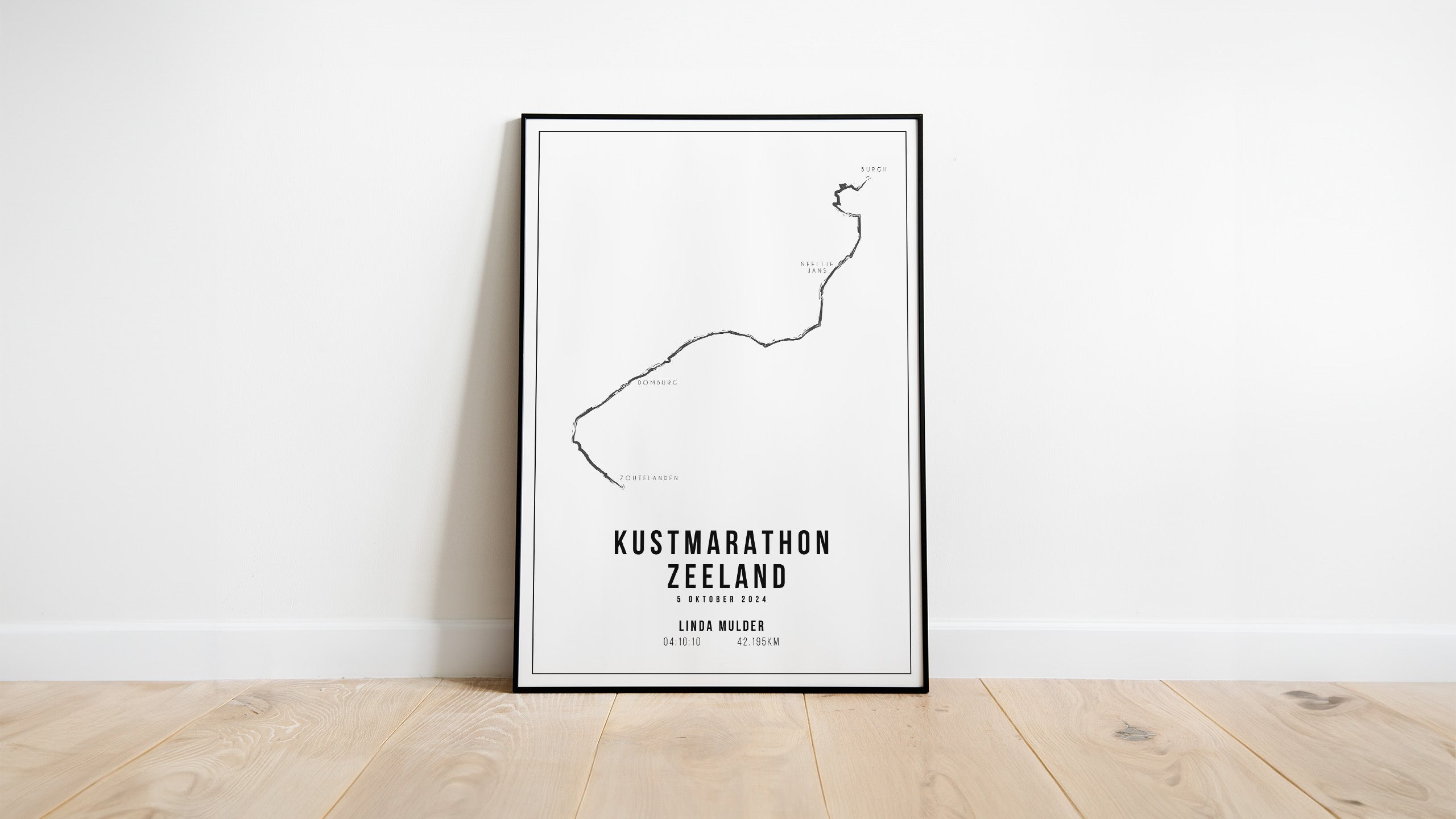 Kustmarathon Zeeland 2024 I Handmade Drawing I Poster