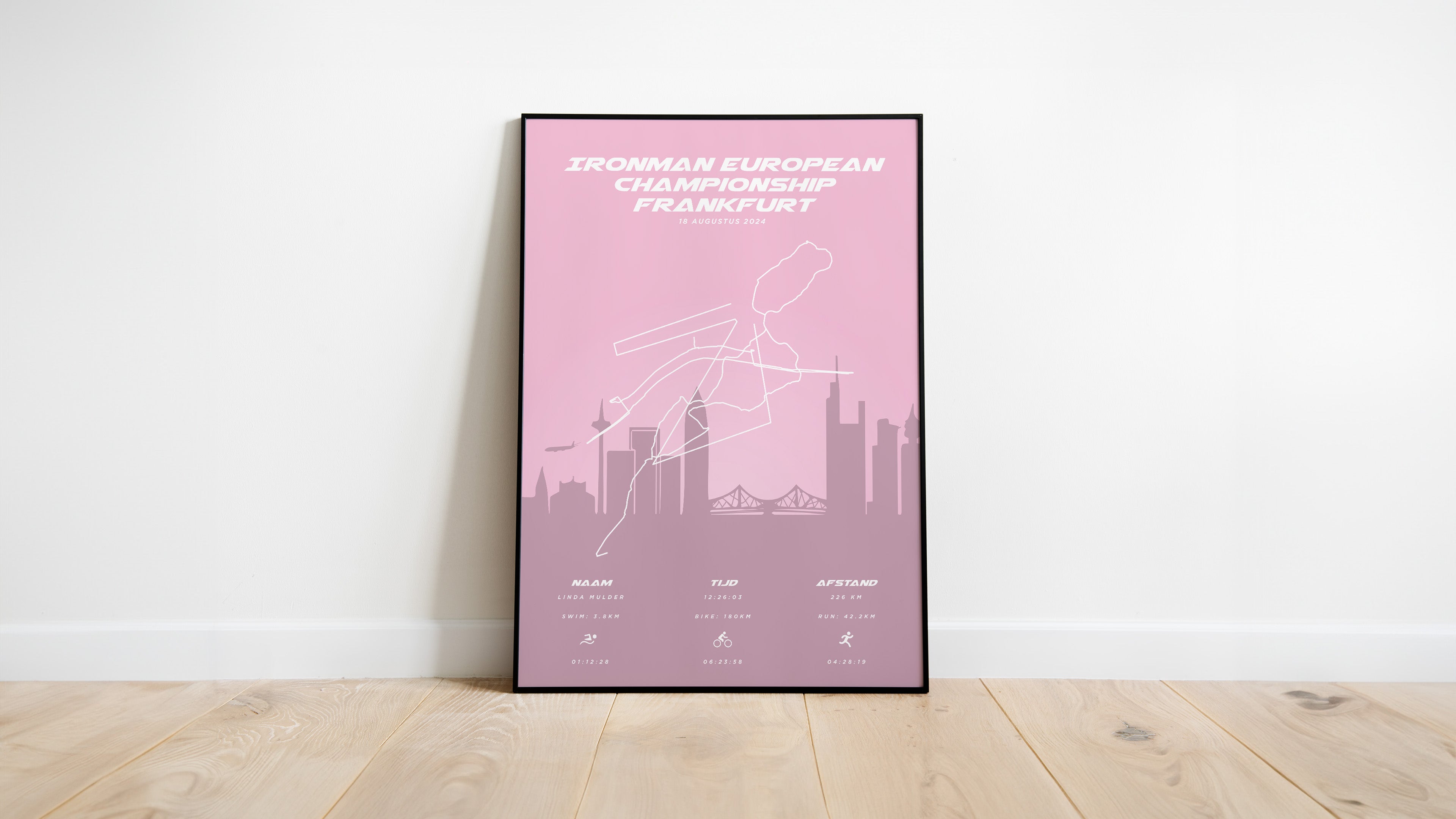 Poster met naam I Ironman European Championship Frankfurt 2024 I Pastel Skyline
