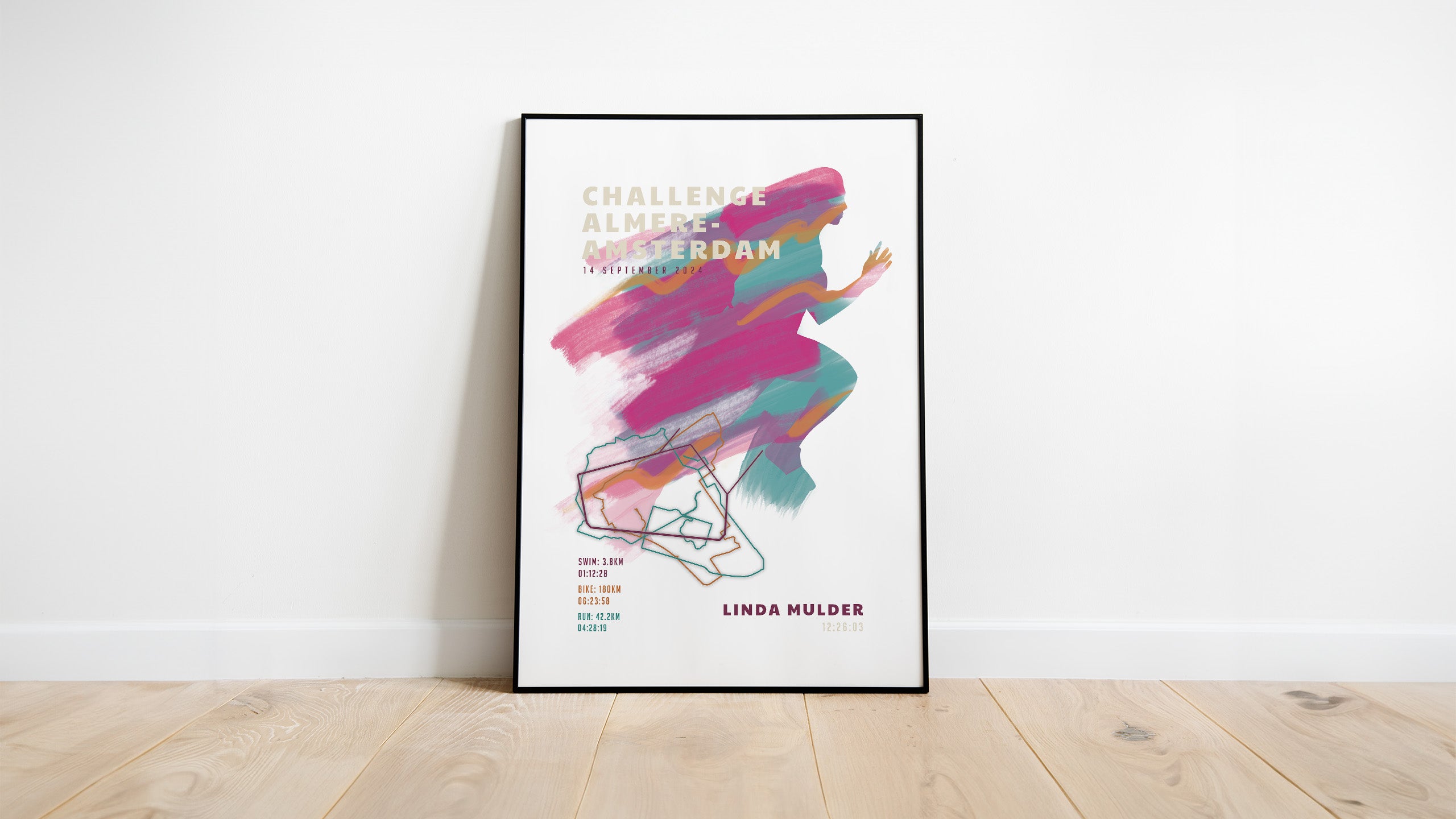 Poster met naam I Challenge Almere-Amsterdam 2024 I Sportive Art