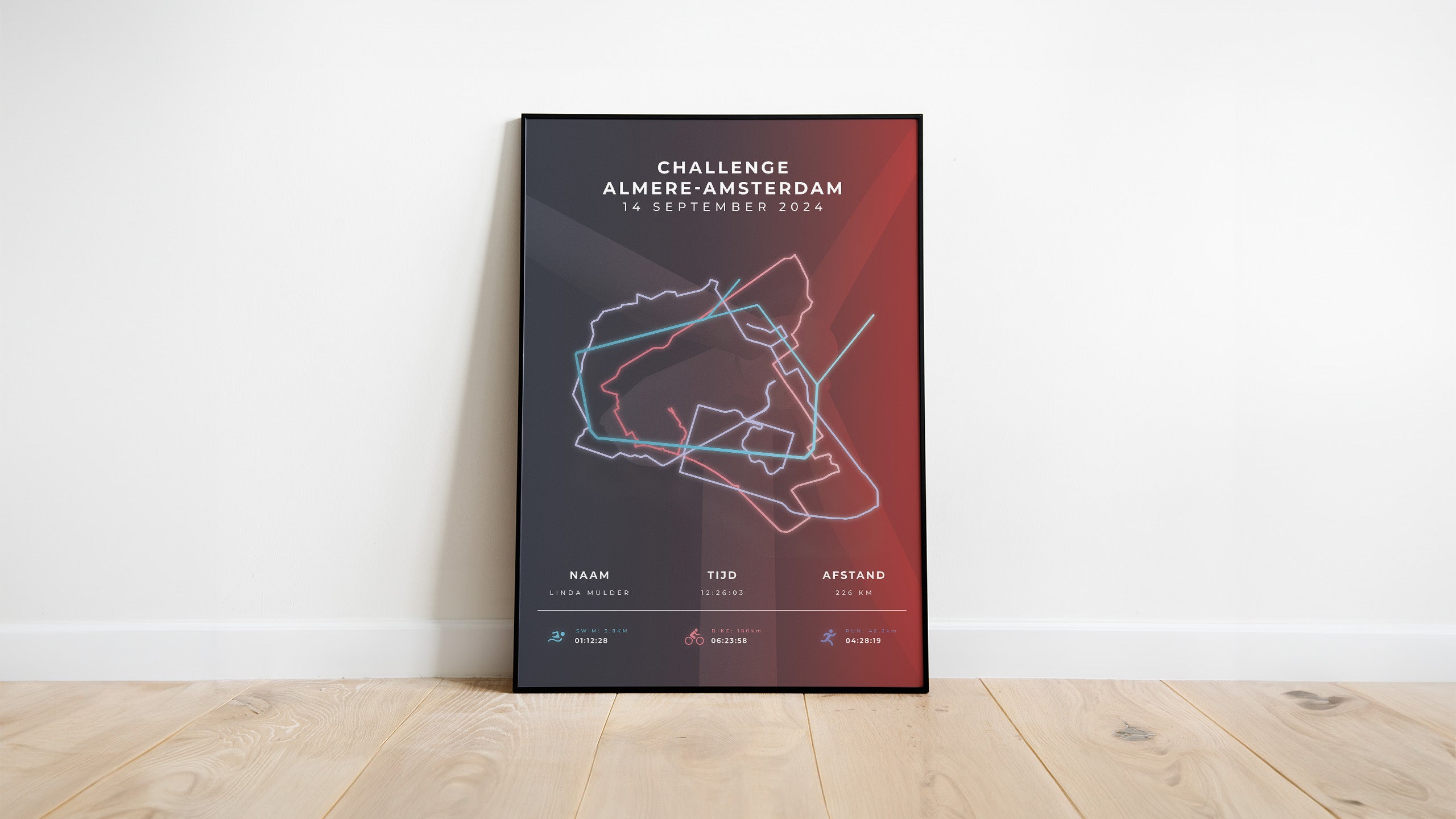 Poster met naam I Challenge Almere-Amsterdam 2024 I Stylish Landmark
