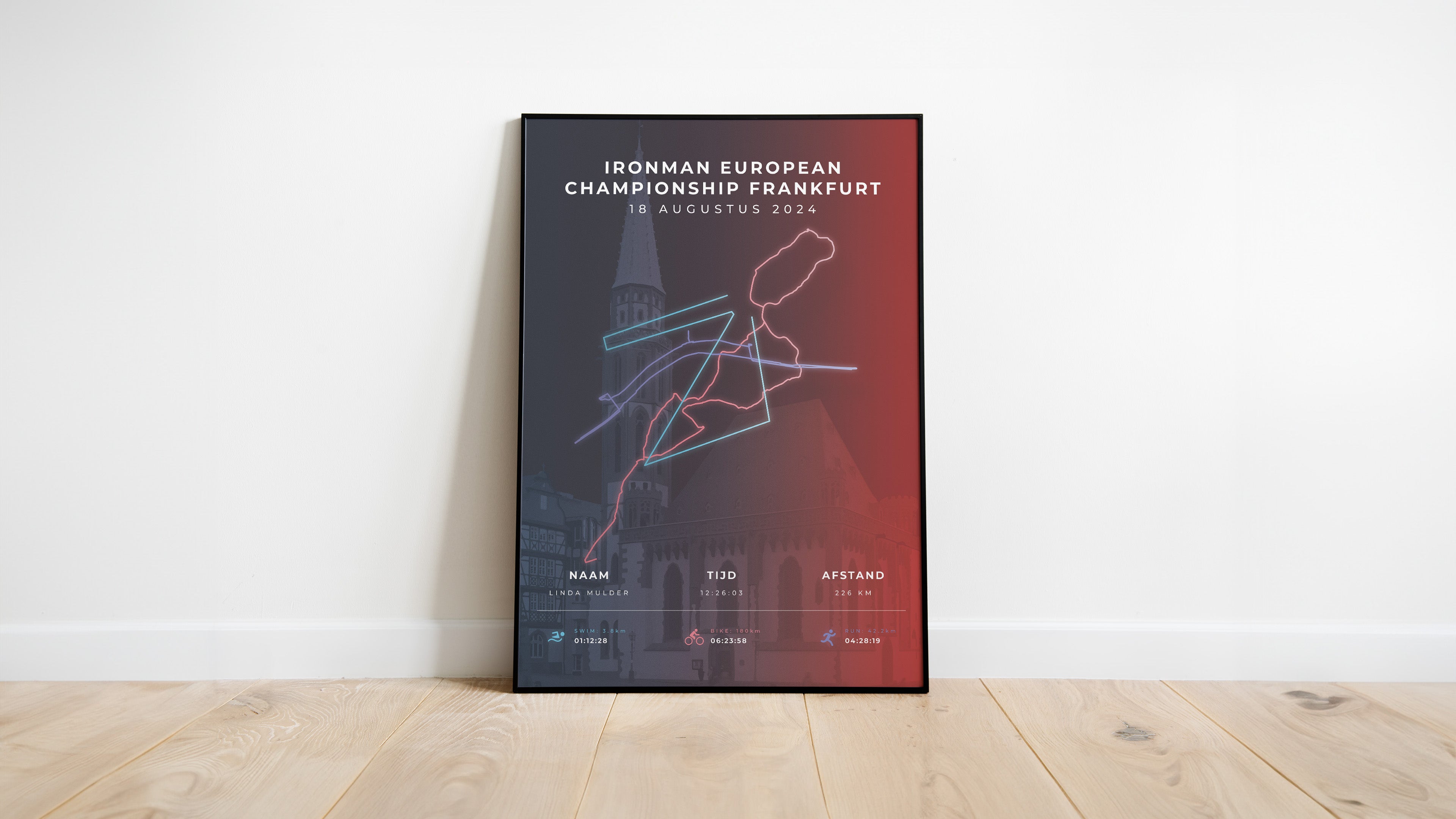Poster met naam I Ironman European Championship Frankfurt 2024 I Stylish Landmark