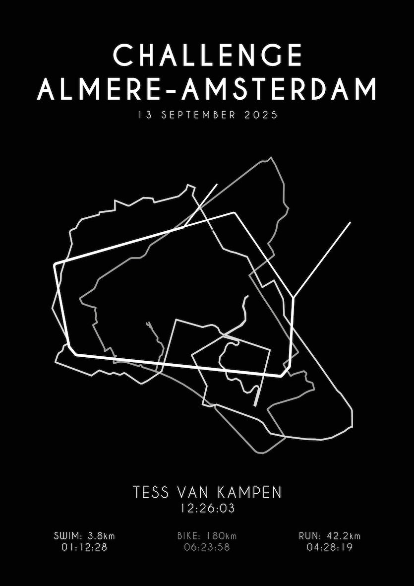 Poster met naam I Challenge Almere-Amsterdam 2025 I Black Elegance