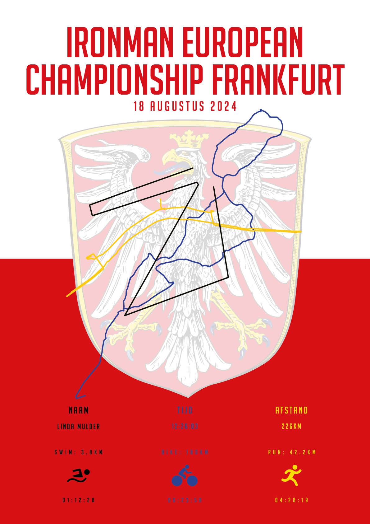 Poster met naam I Ironman European Championship Frankfurt 2024 I City Flag