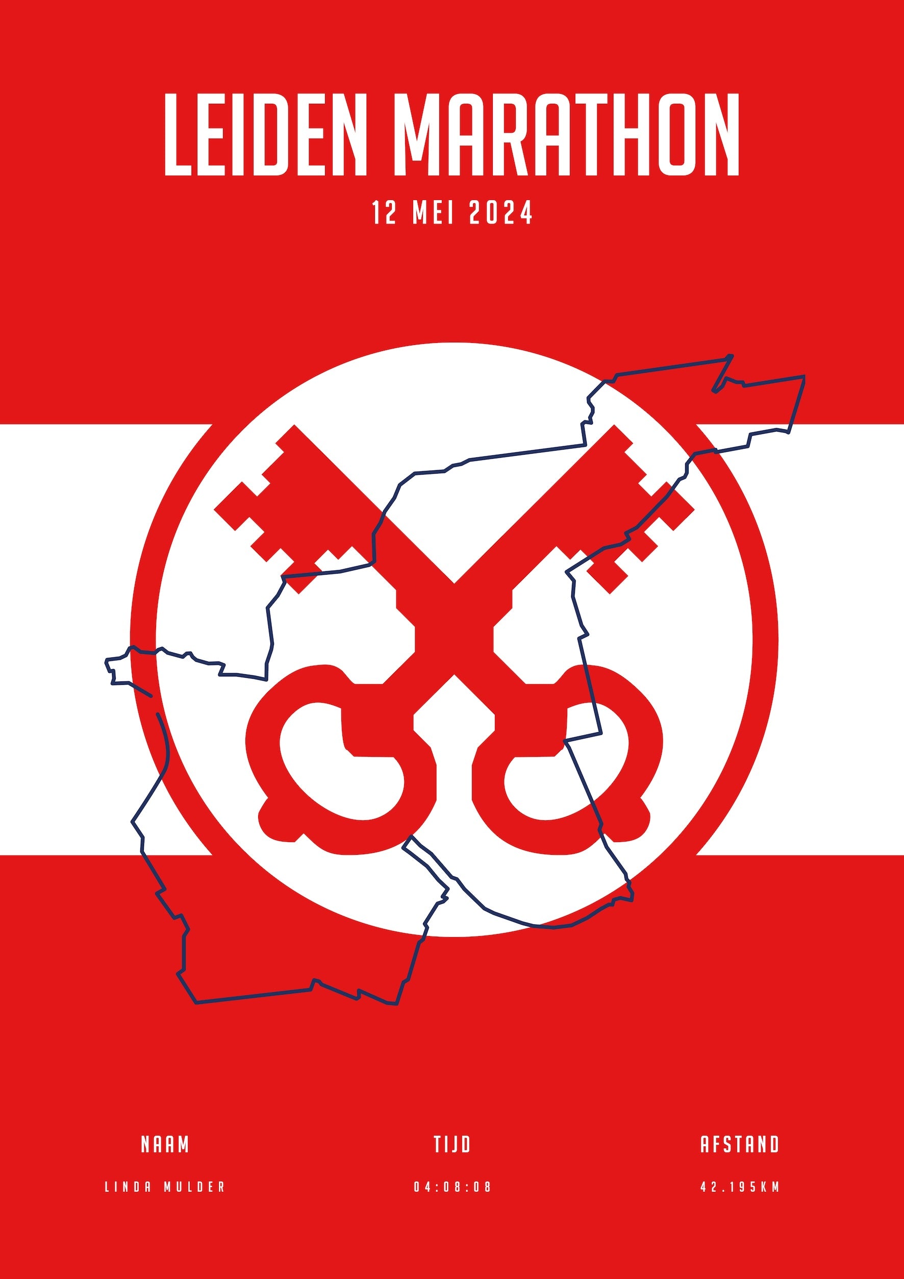 Leiden Marathon - City Flag - Poster