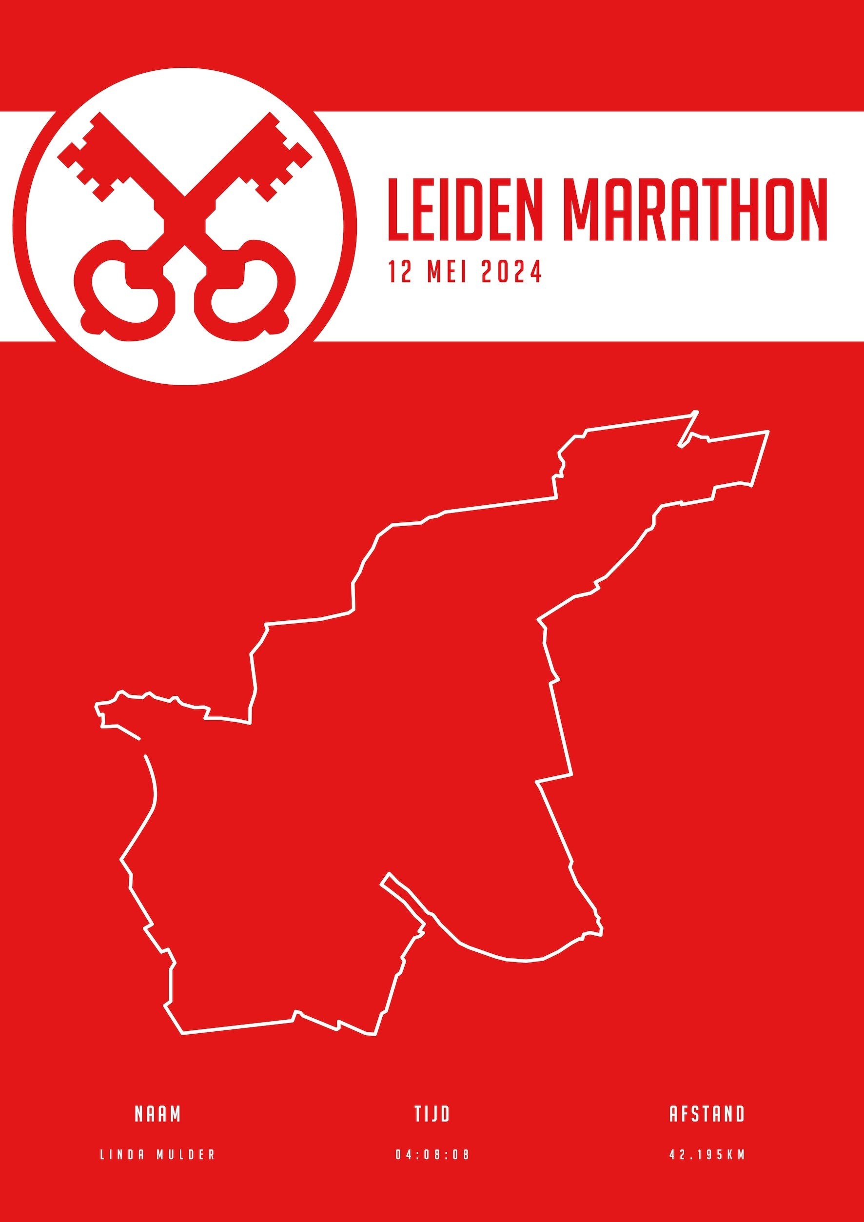 Leiden Marathon - City Flag - Poster