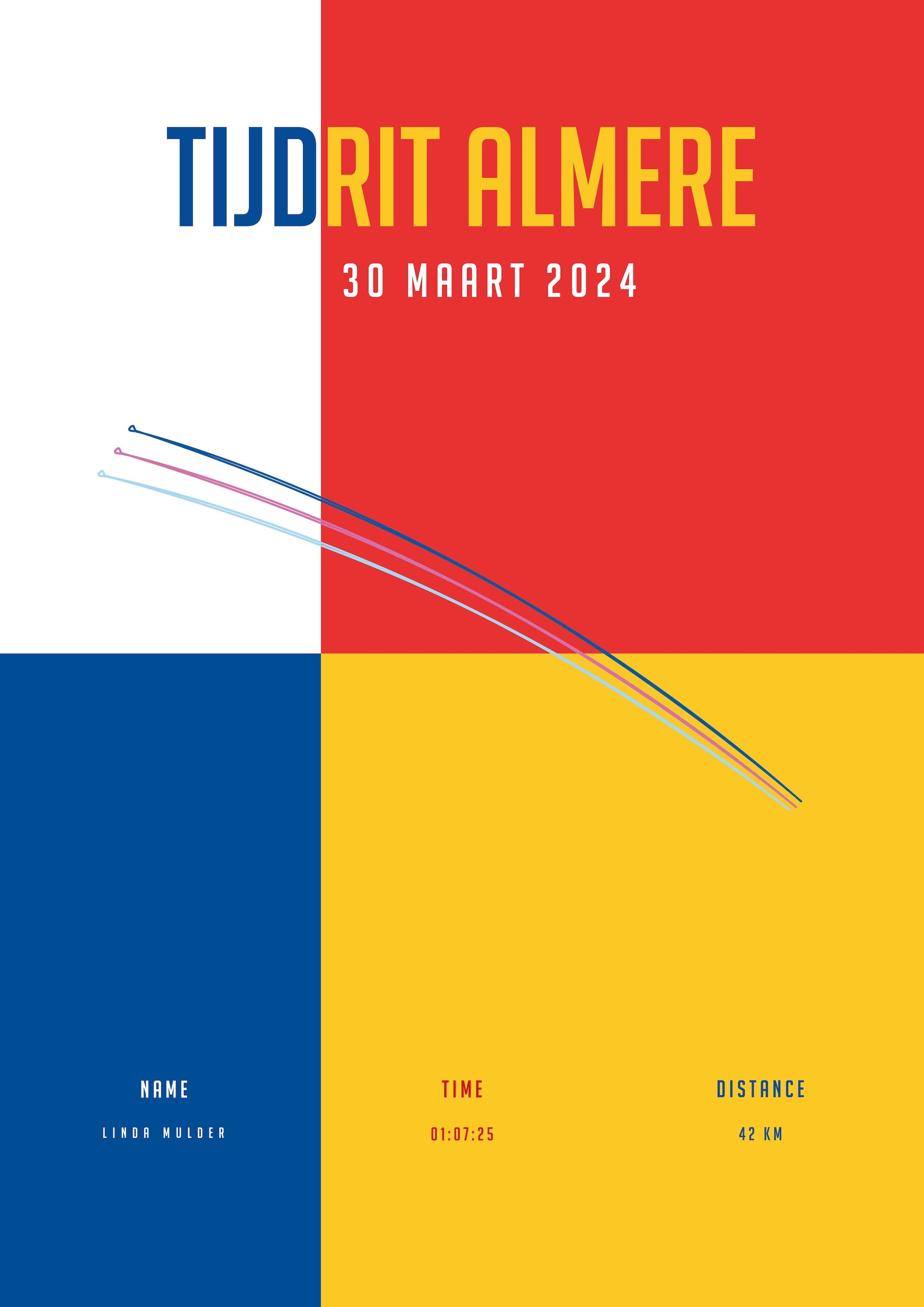 Tijdrit Almere 42KM - City Flag - Poster