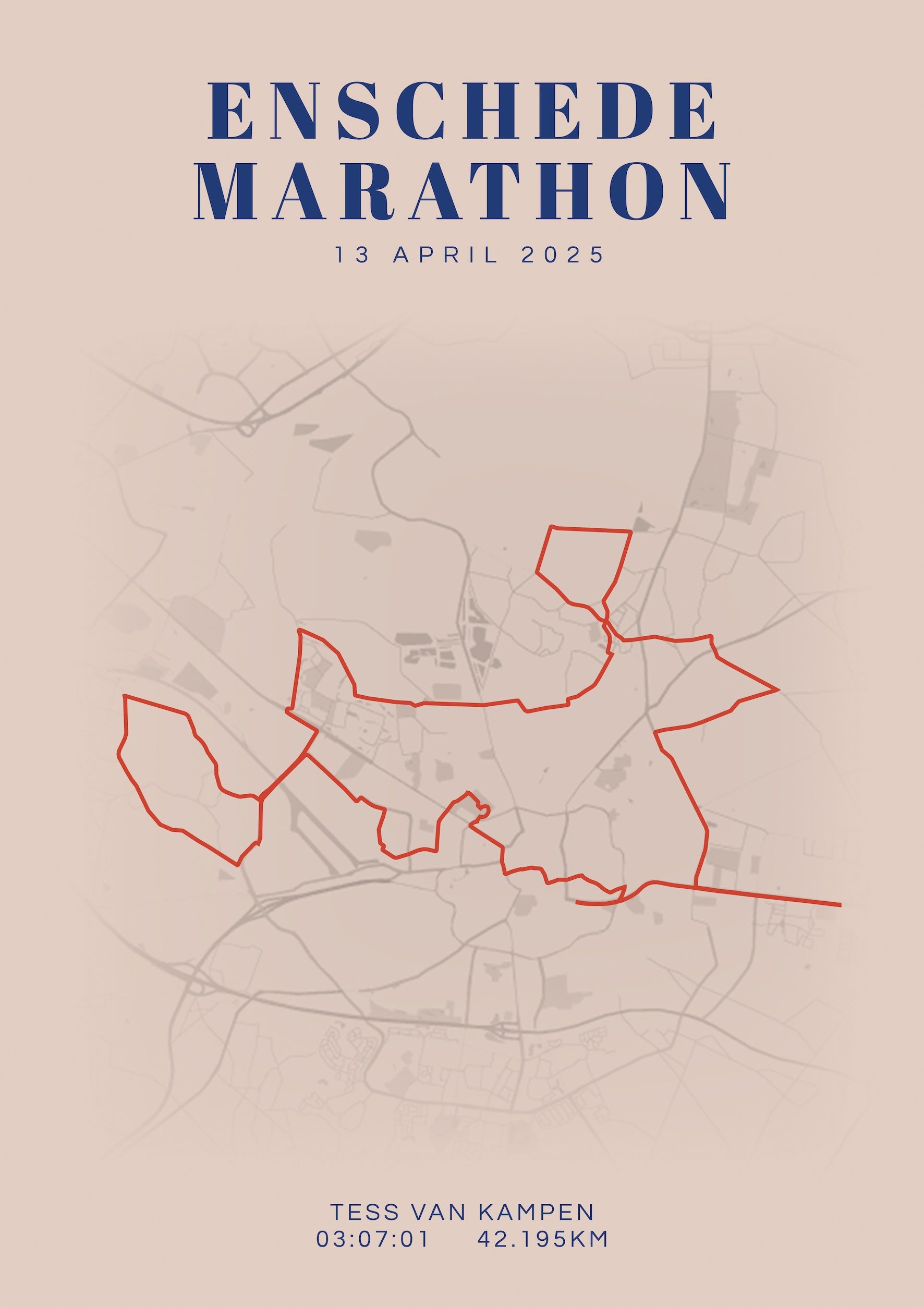 Enschede Marathon 2025 I Classic Citymap I Poster