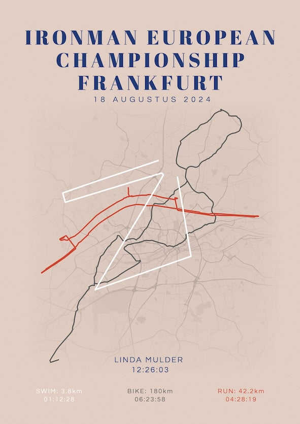 Poster met naam I Ironman European Championship Frankfurt 2024 I Classic Citymap