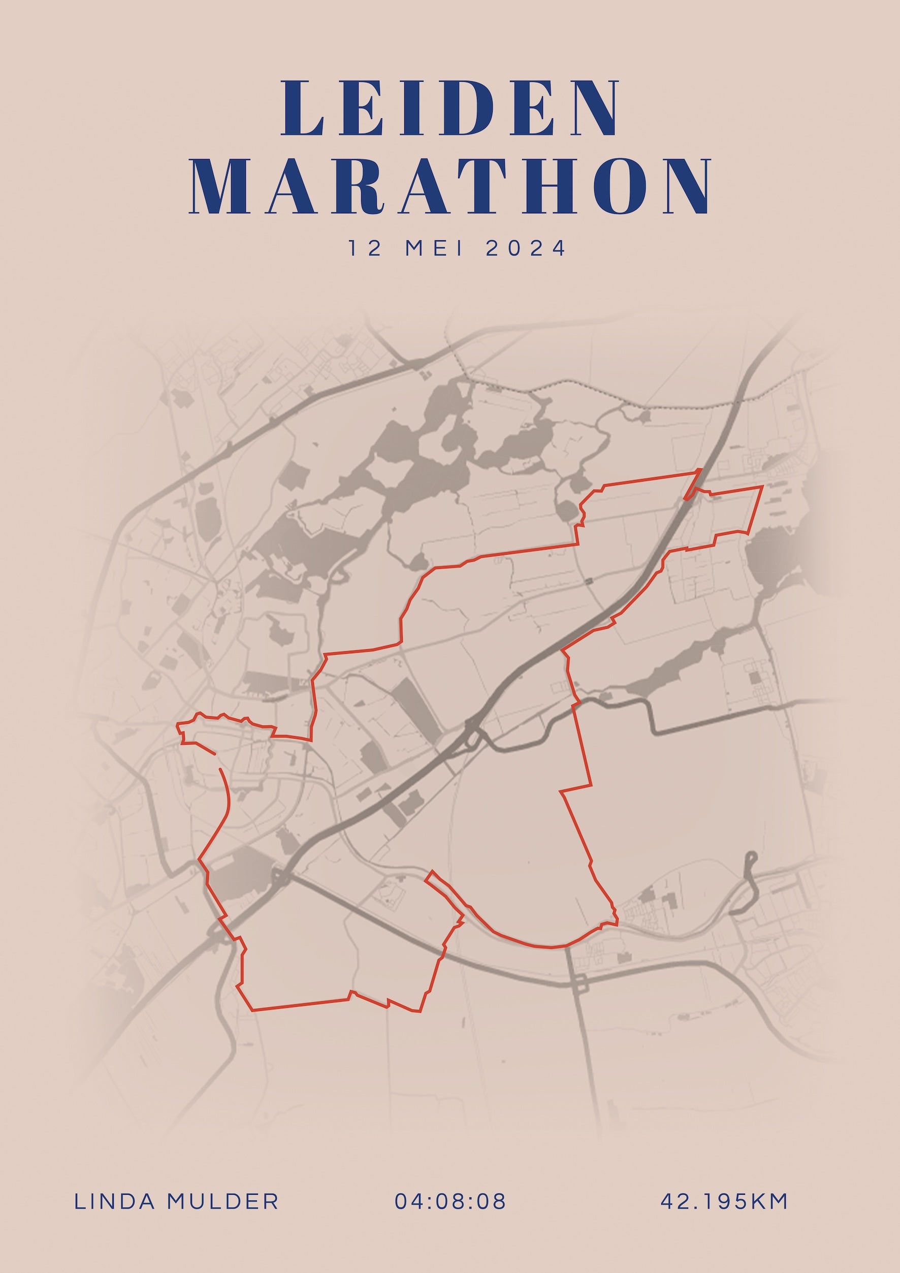 Leiden Marathon - Classic Citymap - Poster