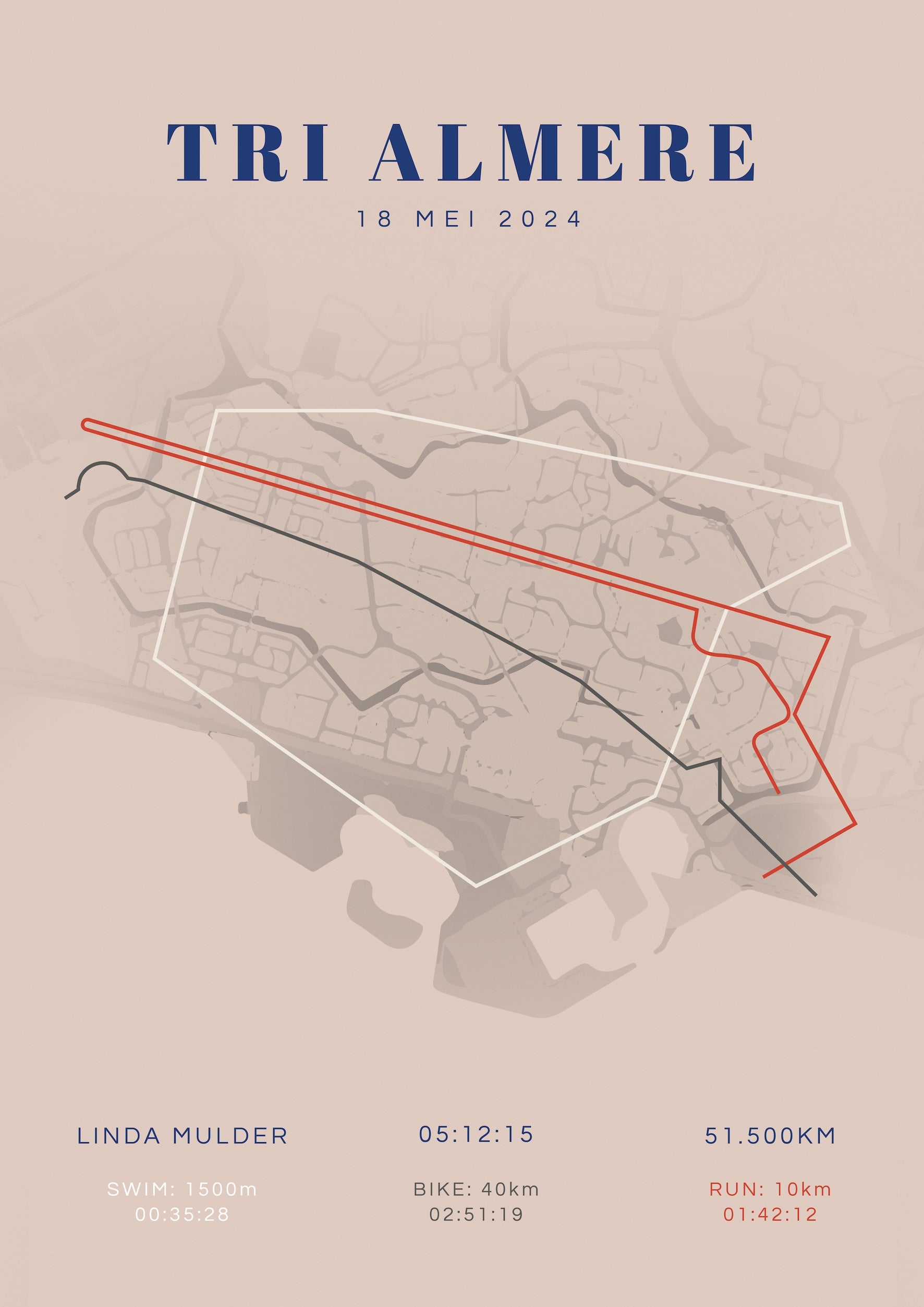 Tri Almere - Classic Citymap - Poster