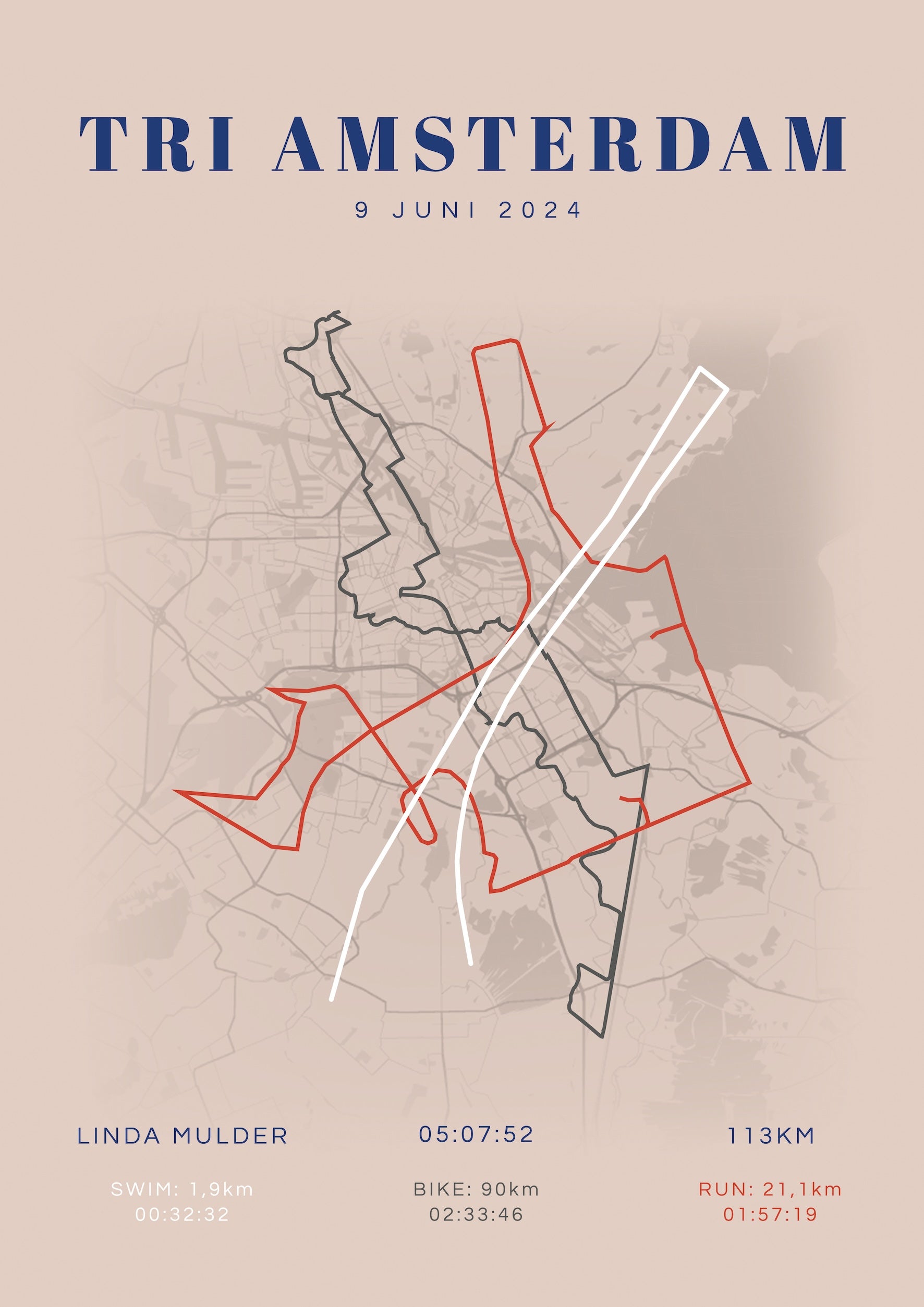 Tri Amsterdam 2024 - Classic Citymap - Poster
