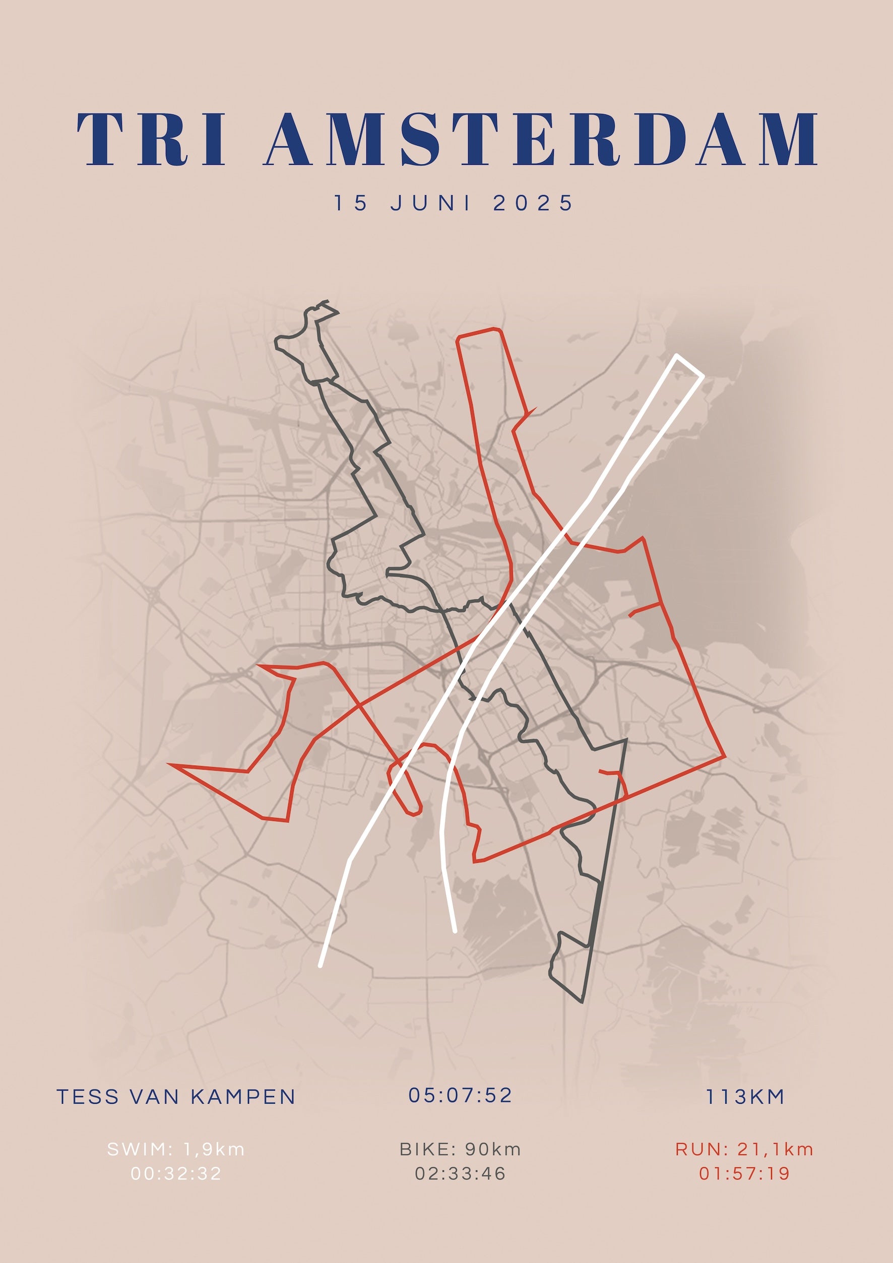 Tri Amsterdam 2025 I Classic Citymap I Poster