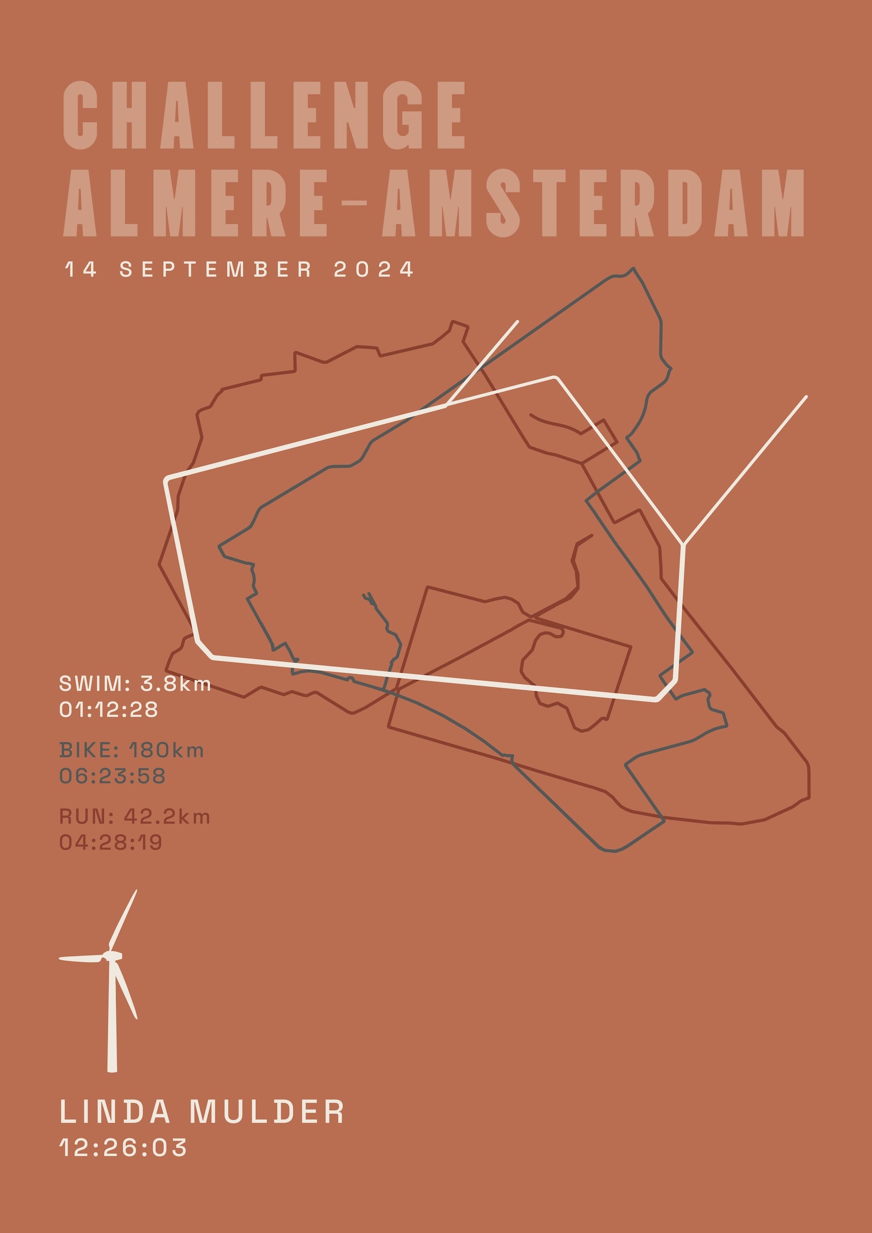 Poster met naam I Challenge Almere-Amsterdam 2024 I Classic Solid