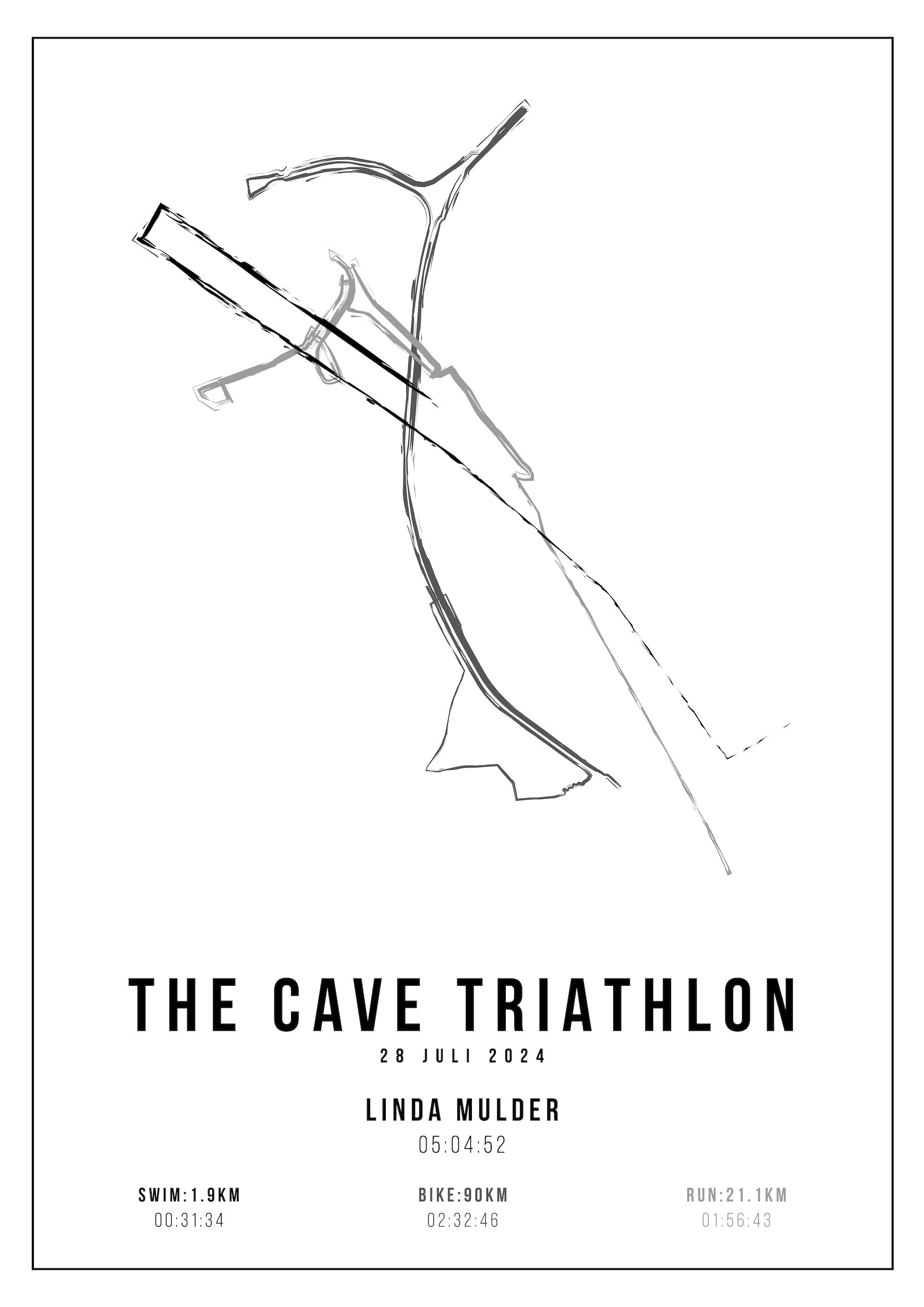Cave Triathlon 2024 - Handmade Drawing - Poster