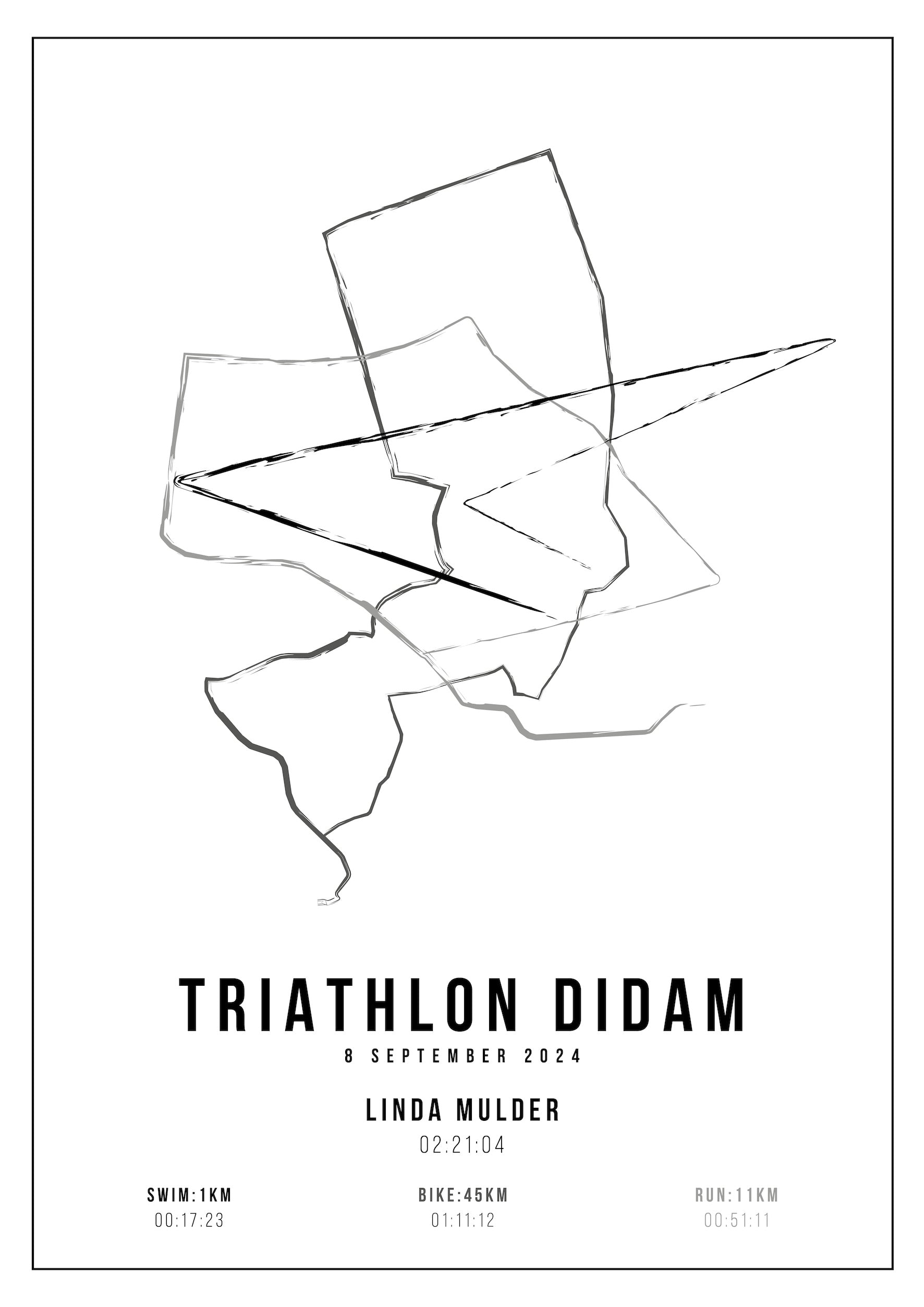 Triathlon Didam 2024 I Handmade Drawing I Poster