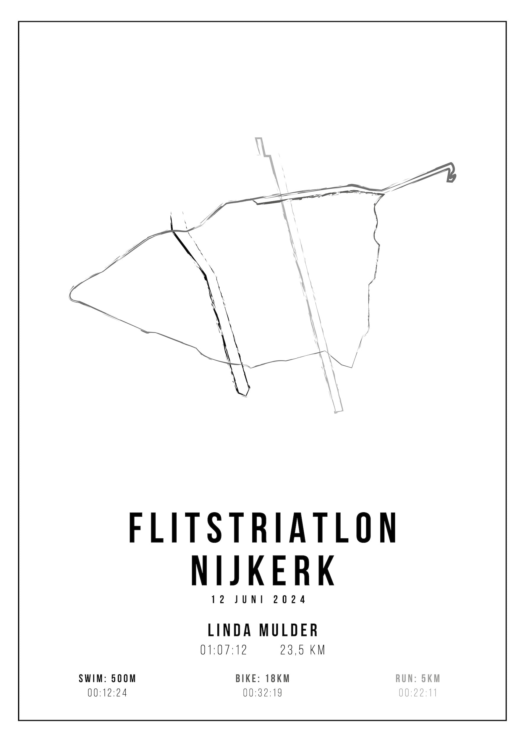 Flitstriatlon Nijkerk 2024 - Handmade Drawing - Poster