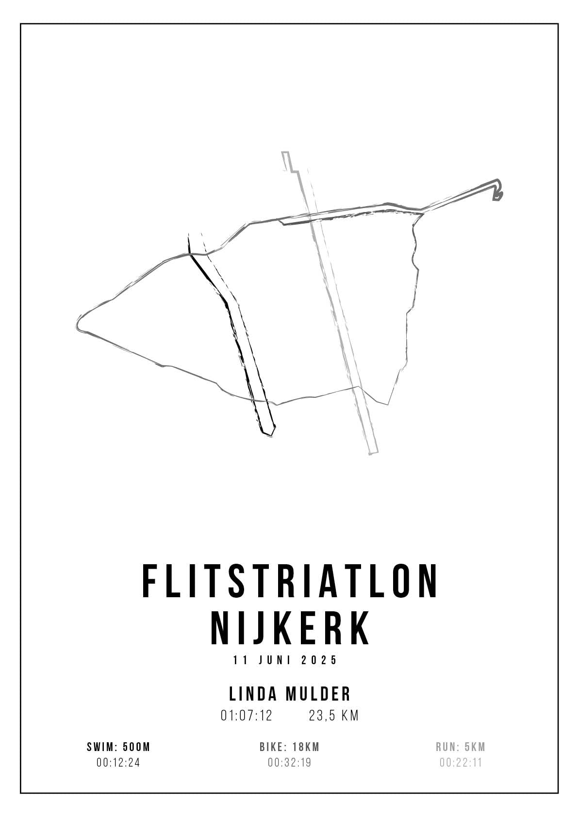 Flitstriatlon Nijkerk 2025 I Handmade Drawing I Poster