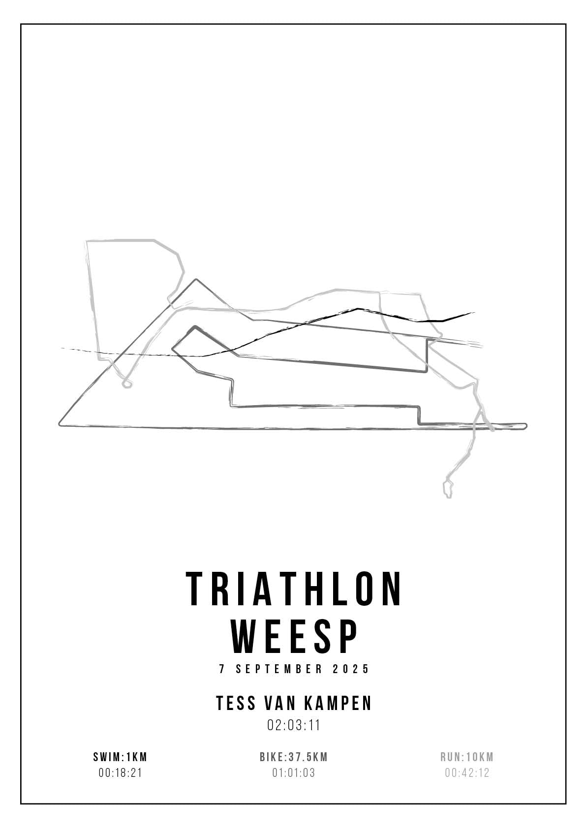 Triathlon Weesp 2025 I Handmade Drawing I Poster