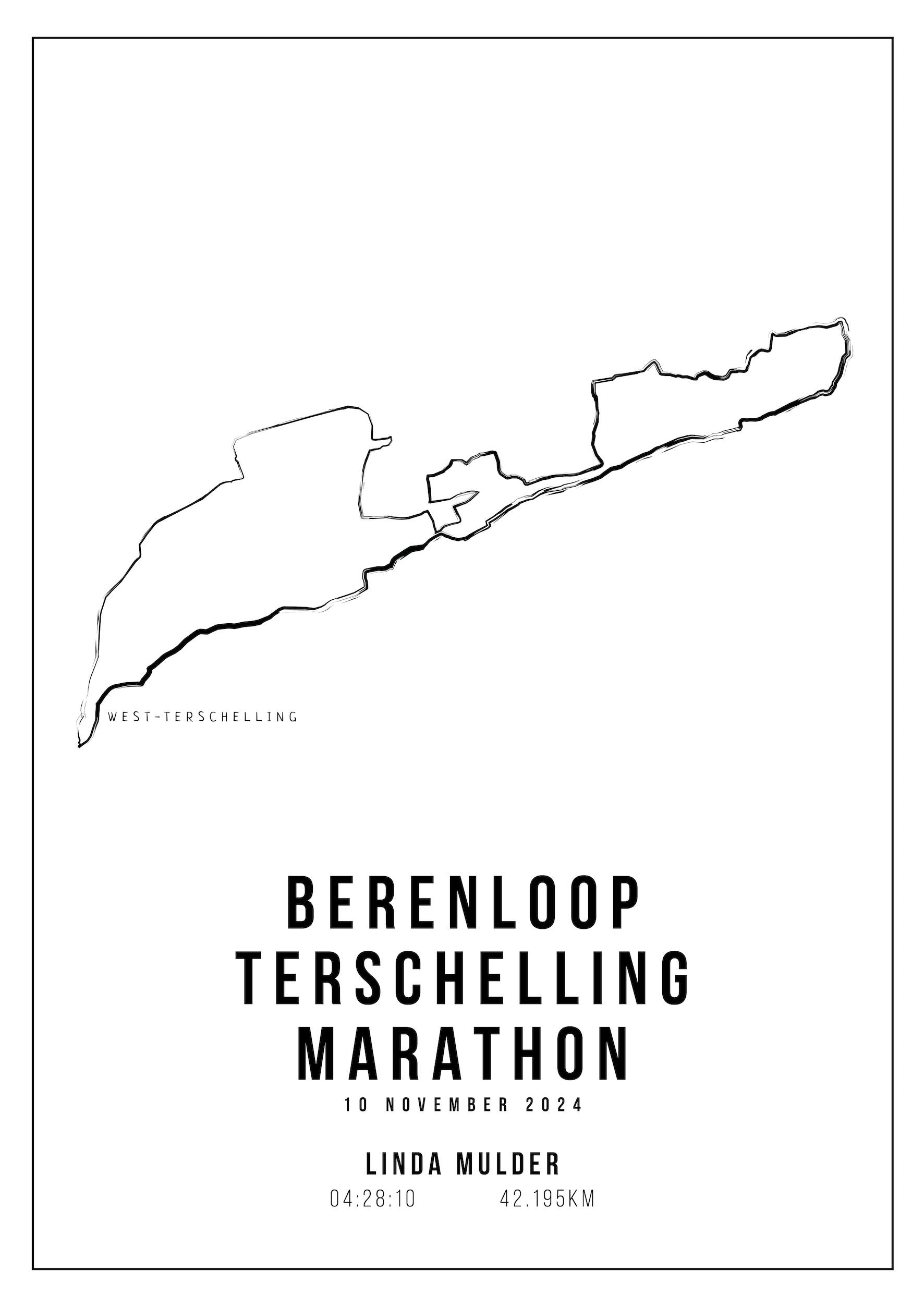 Berenloop Terschelling 2024 I Handmade Drawing I Poster