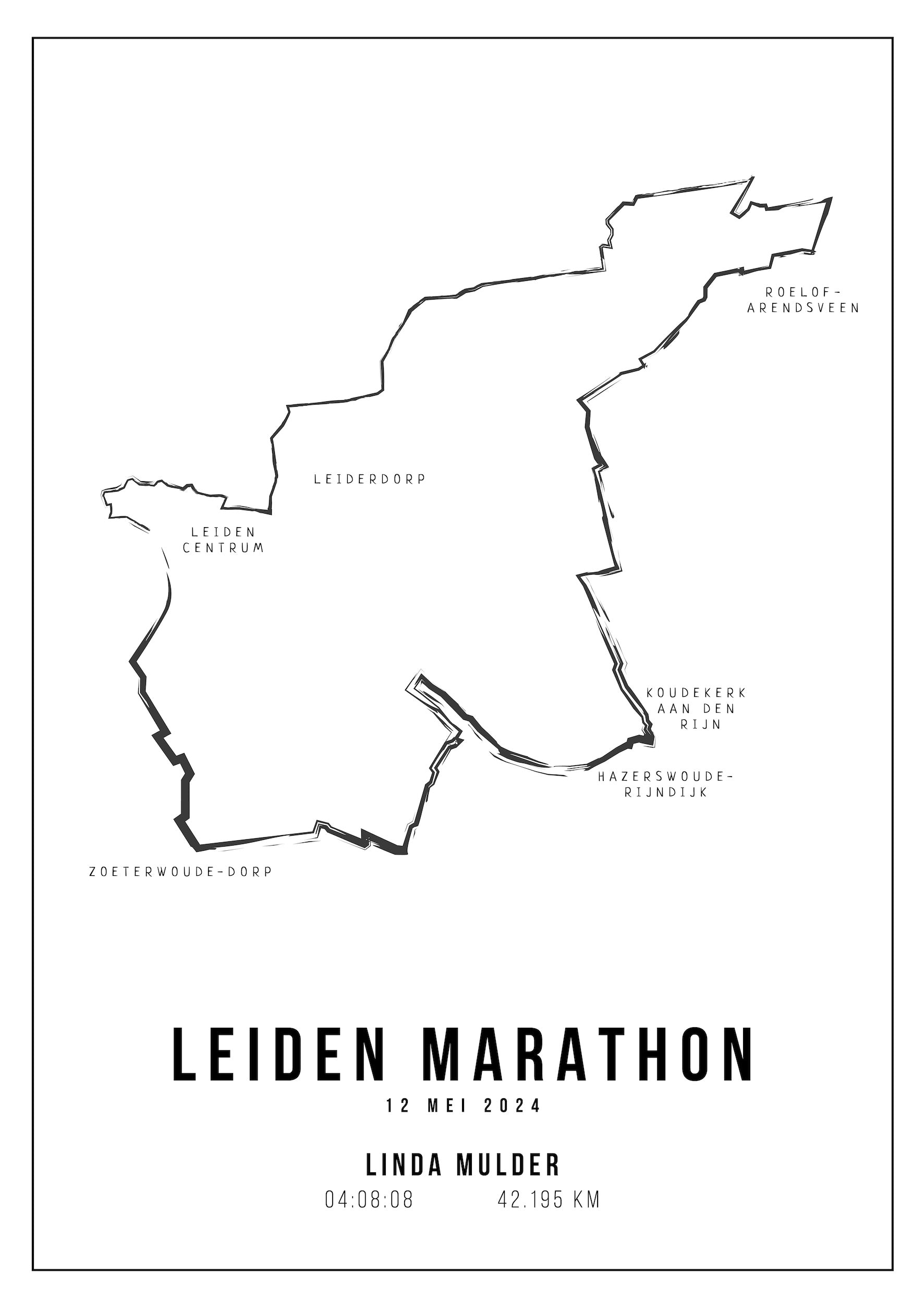Leiden Marathon - Handmade Drawing - Poster