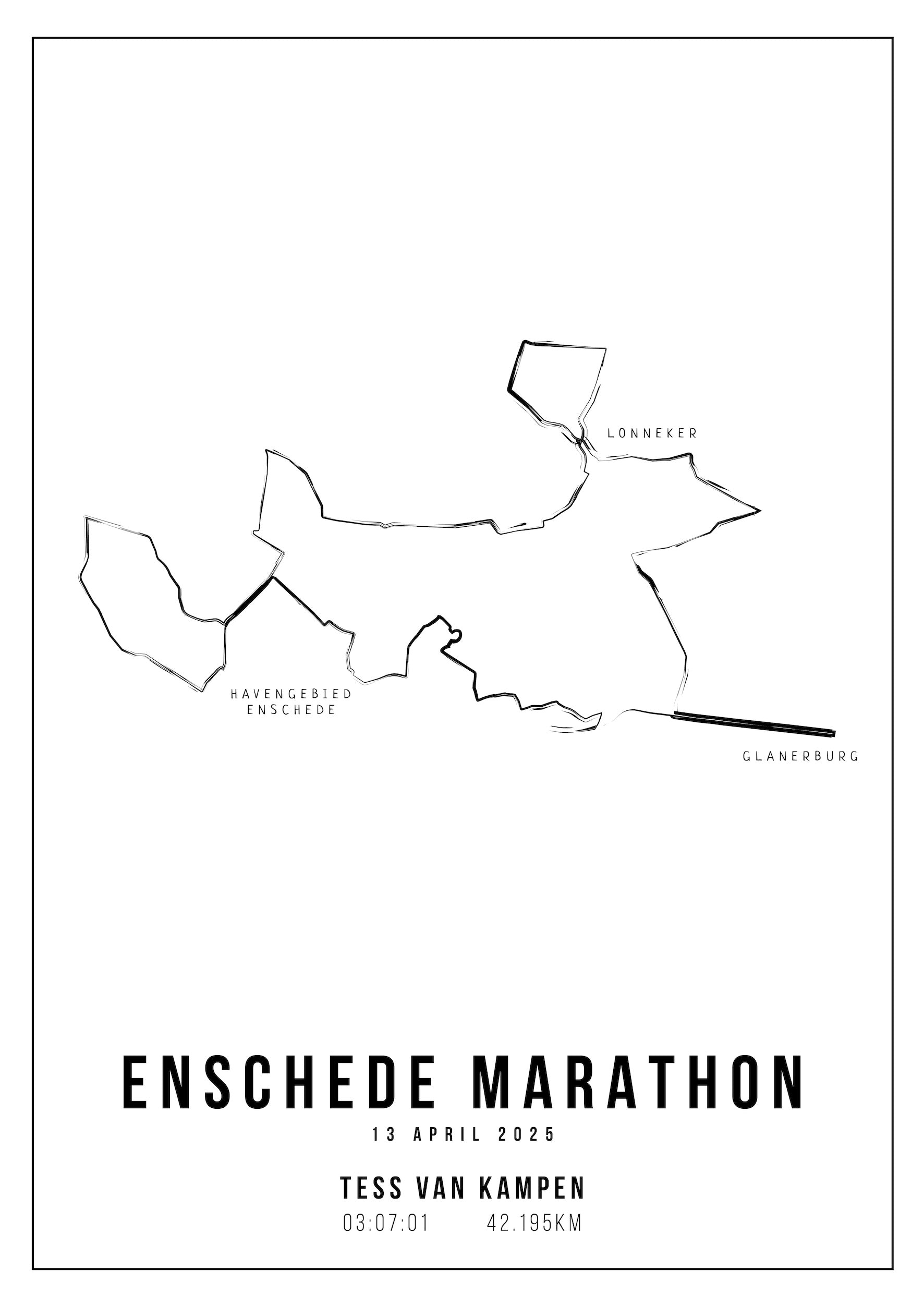 Enschede Marathon 2025 I Handmade Drawing I Poster