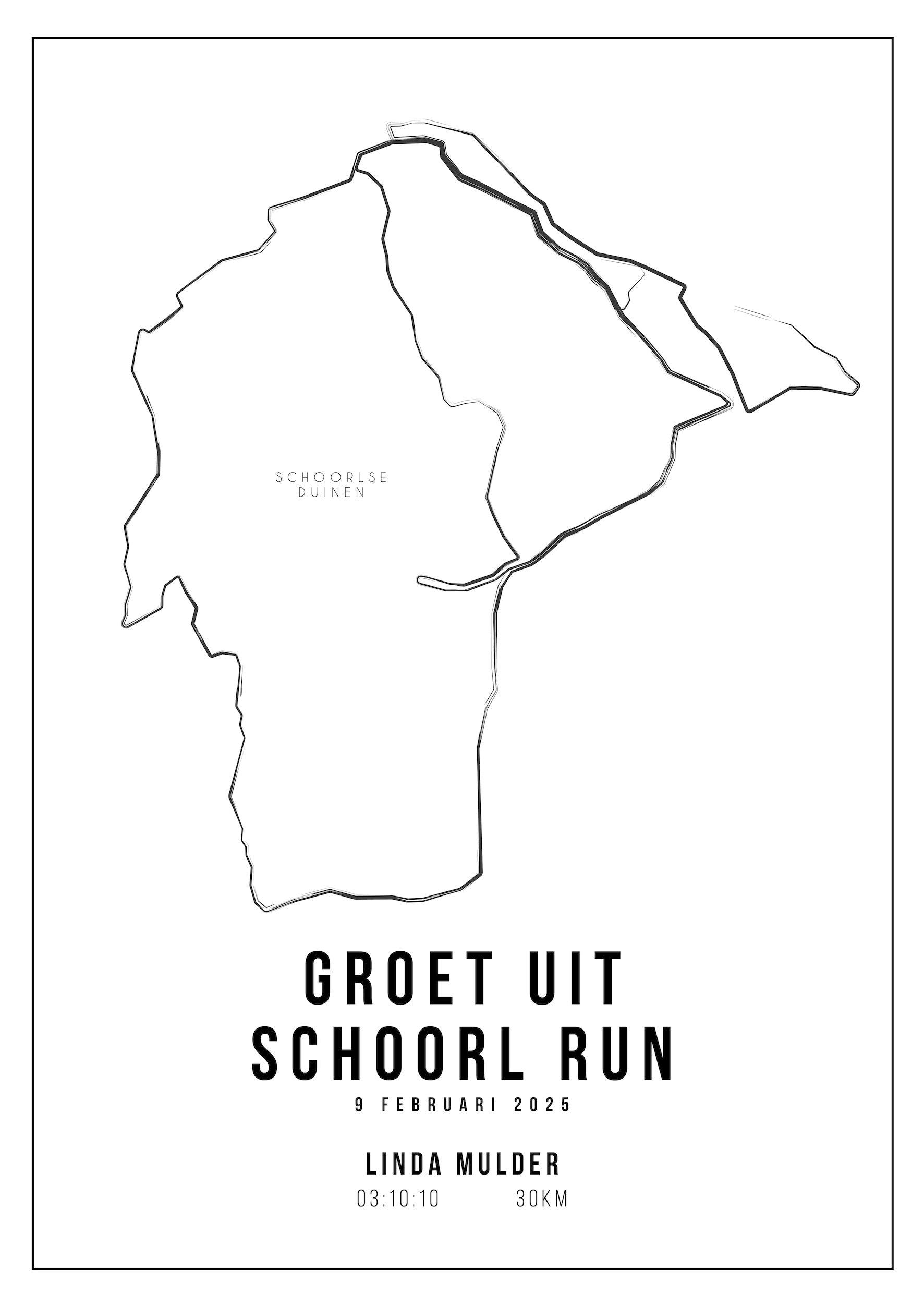 Groet uit Schoorl Run I Handmade Drawing I Poster