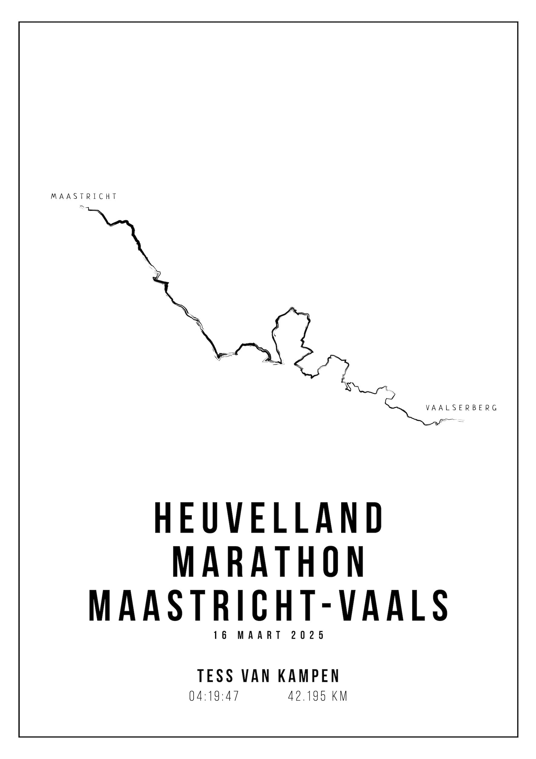 Heuvelland Marathon Maastricht Vaals I Handmade Drawing I Poster