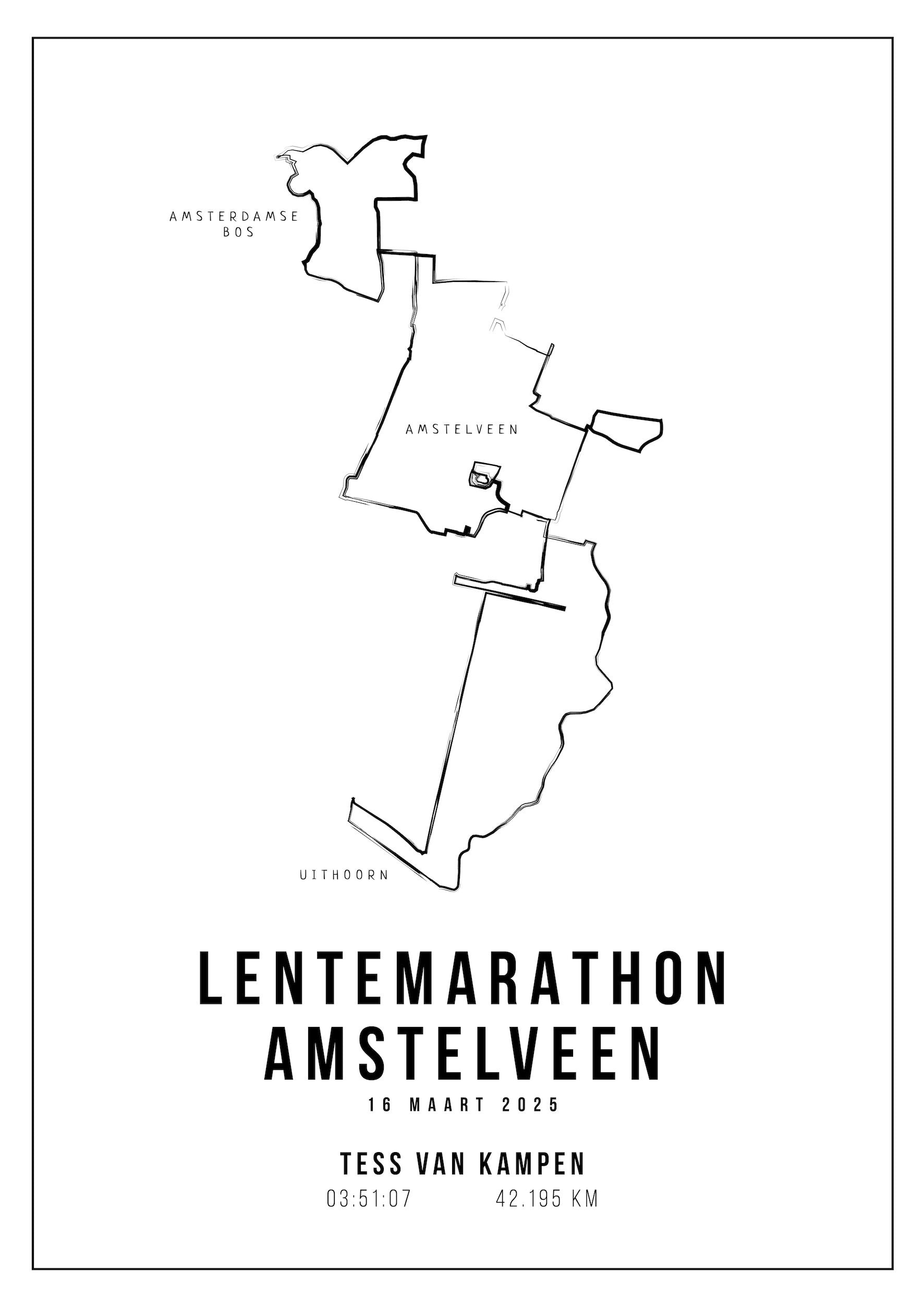 Lentemarathon Amstelveen 2025 I Handmade Drawing I Poster