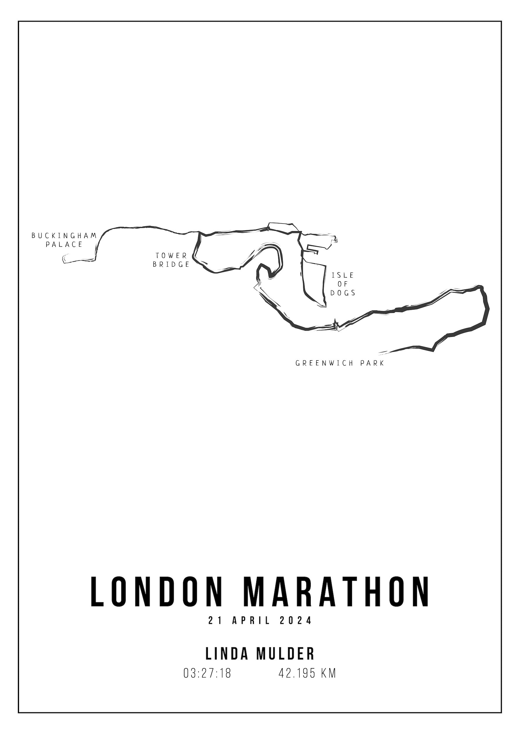 London Marathon 2024 - Handmade Drawing - Poster