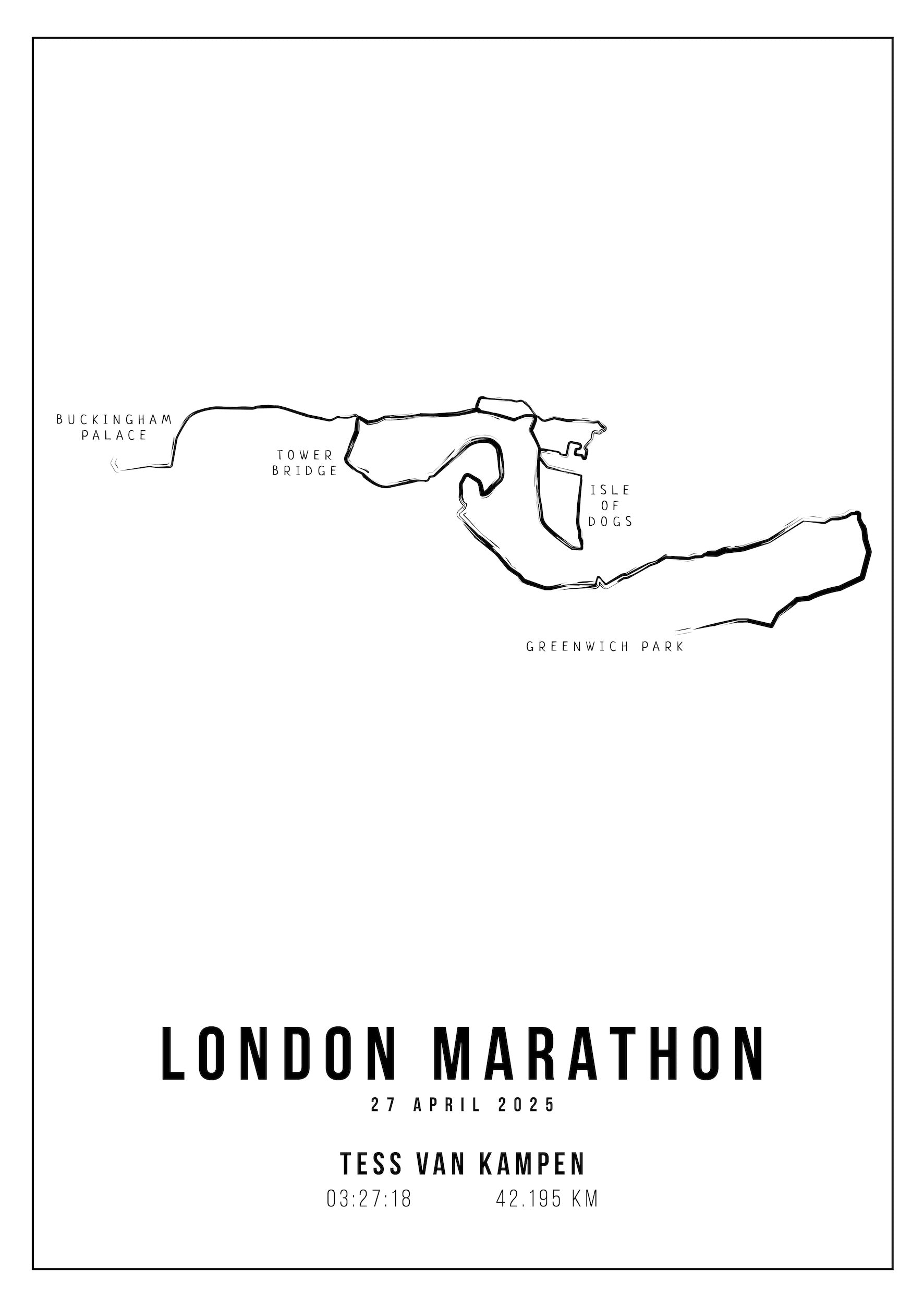 London Marathon 2025 - Handmade Drawing - Poster