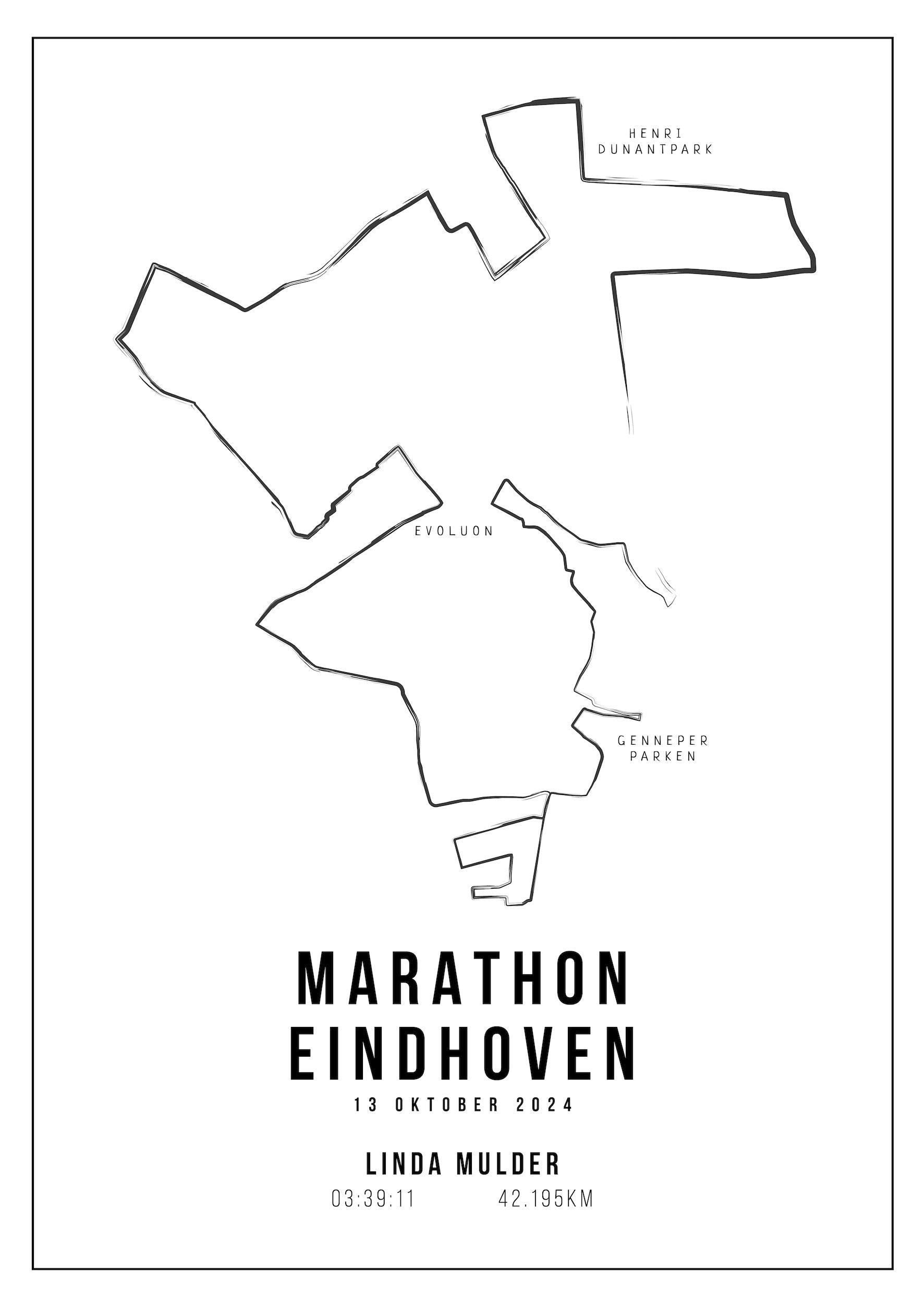 Marathon Eindhoven I Handmade Drawing I Poster