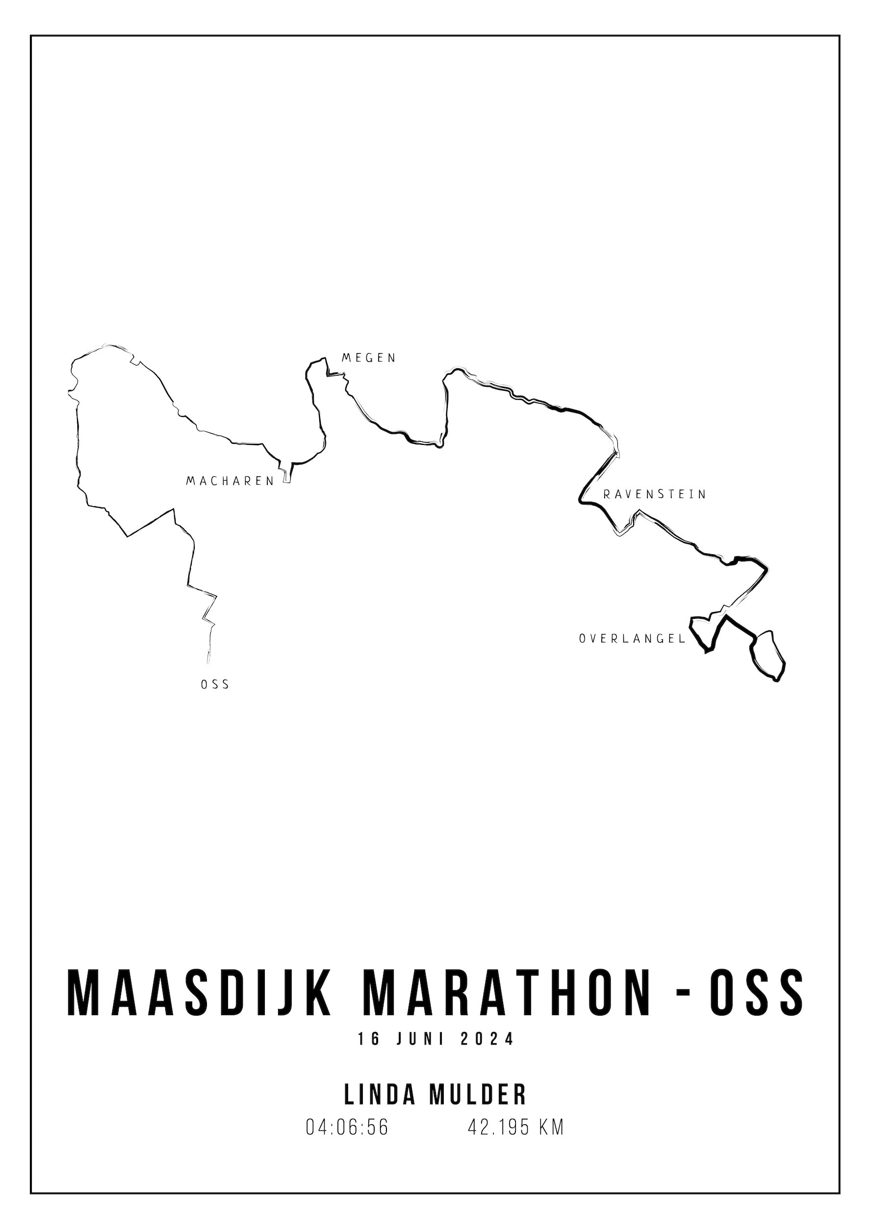 Maasdijk Marathon - Oss 2024 I Handmade Drawing - Poster