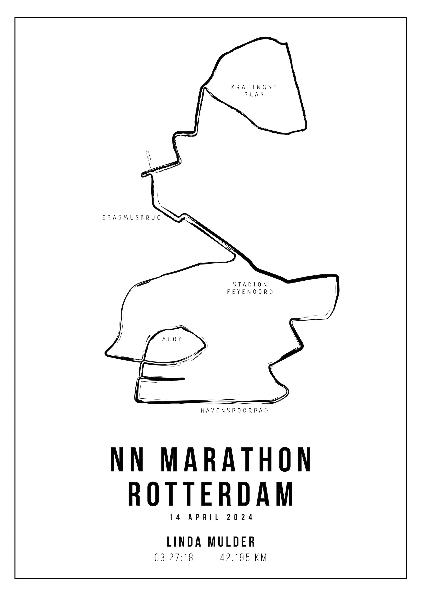 Marathon Rotterdam 2024 - Handmade Drawing - Poster