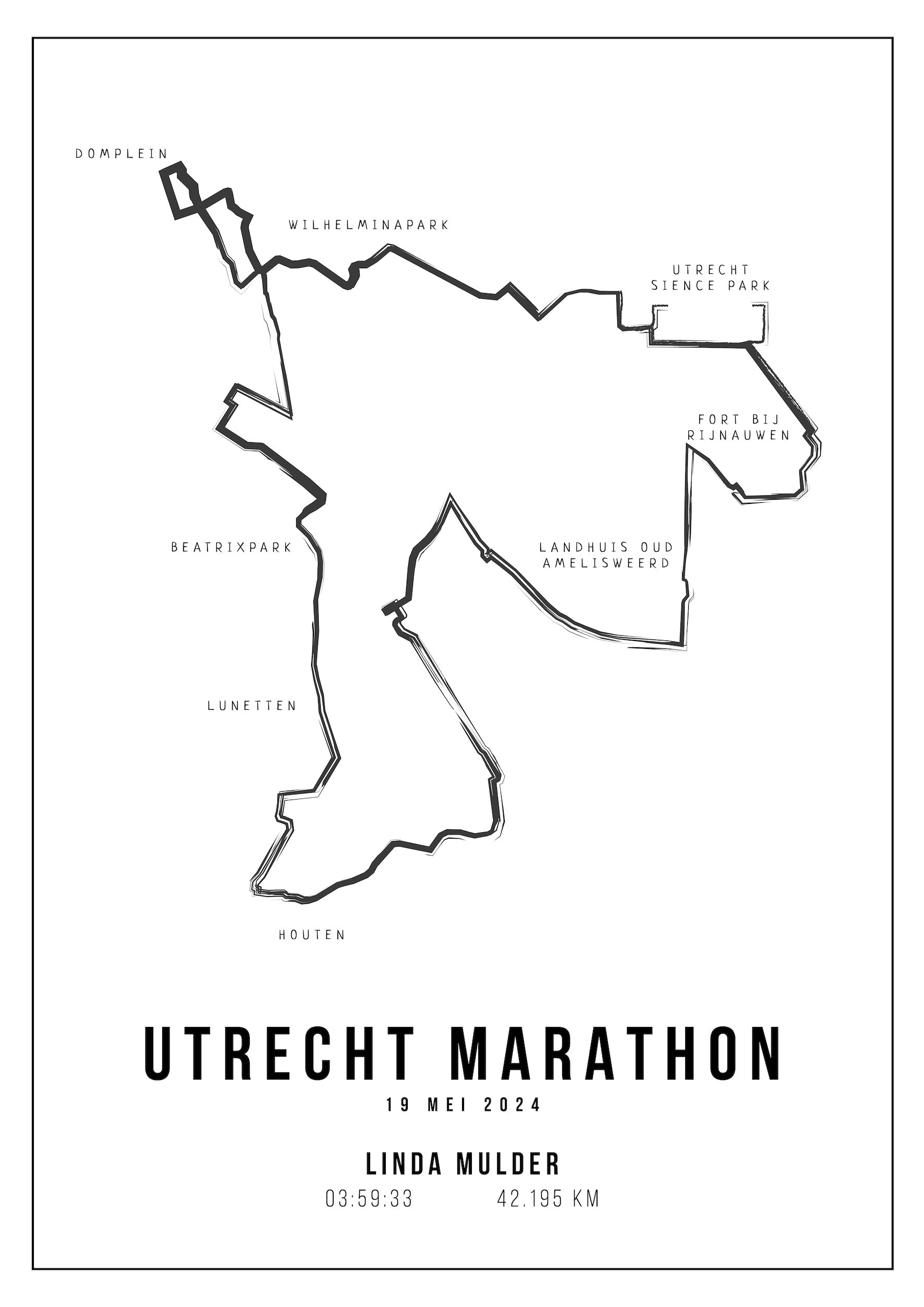 Utrecht Marathon 2024 - Handmade Drawing - Poster