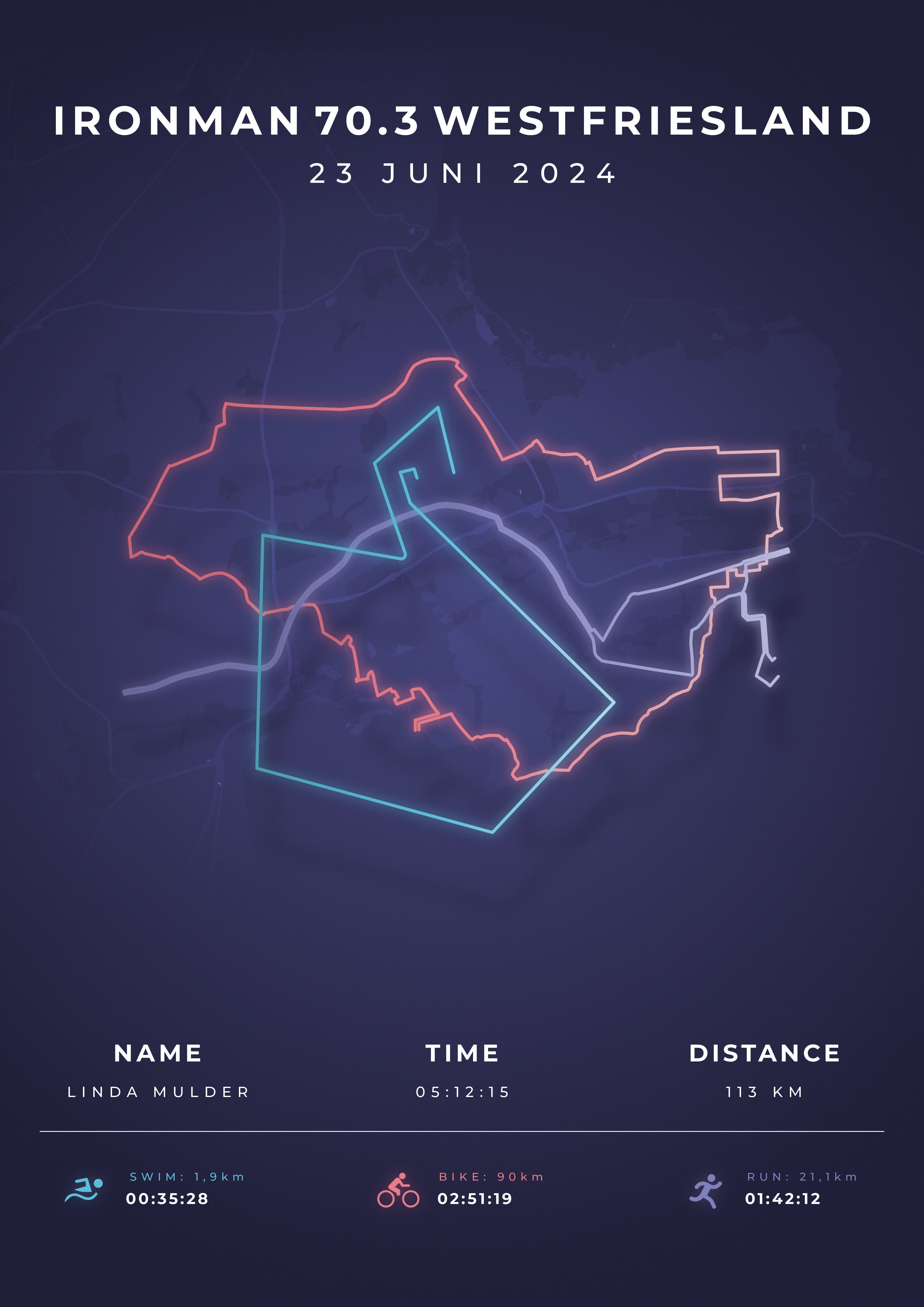 Ironman 70.3 Westfriesland 2024 - Modern Citymap - Poster