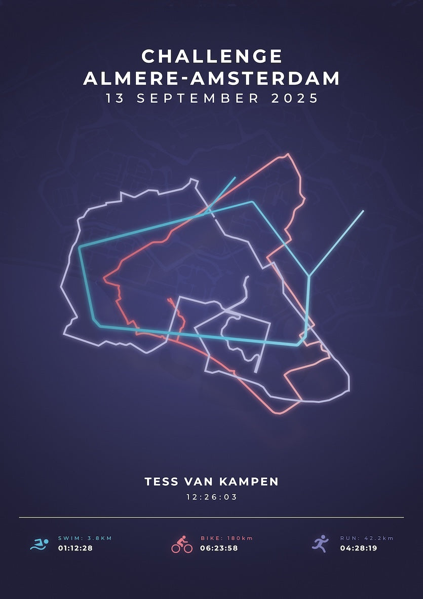 Poster met naam I Challenge Almere-Amsterdam 2025 I Modern Citymap