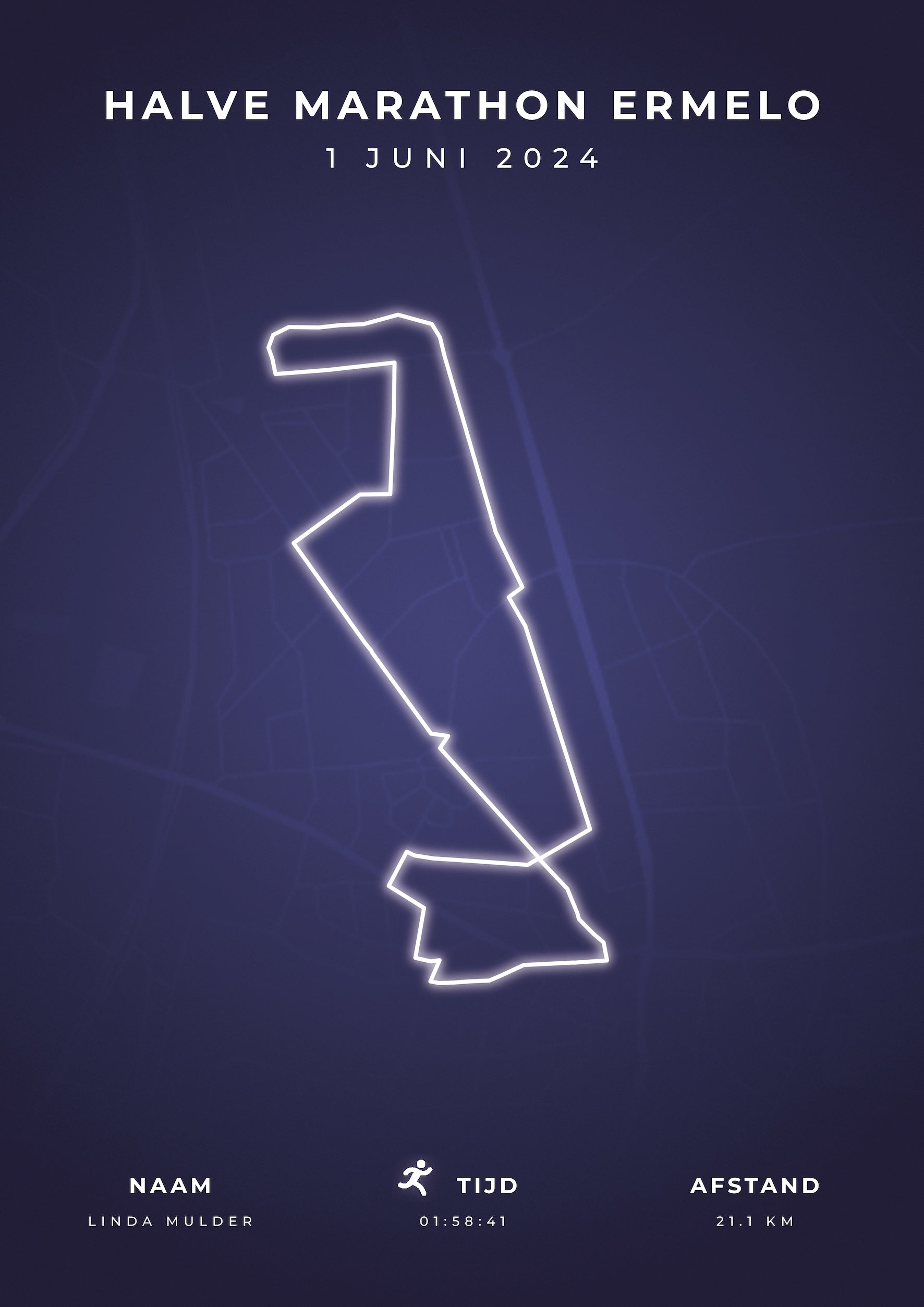 Halve Marathon Ermelo - Modern Citymap - Poster