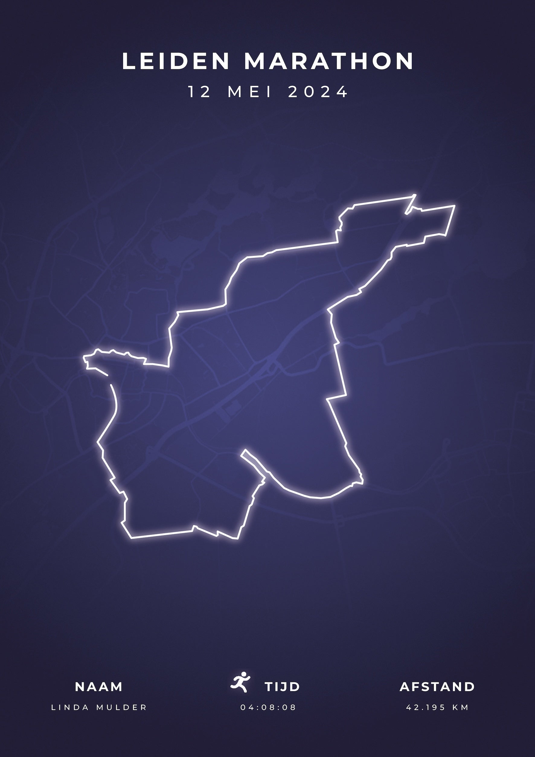 Leiden Marathon 2025 I Modern Citymap I Poster
