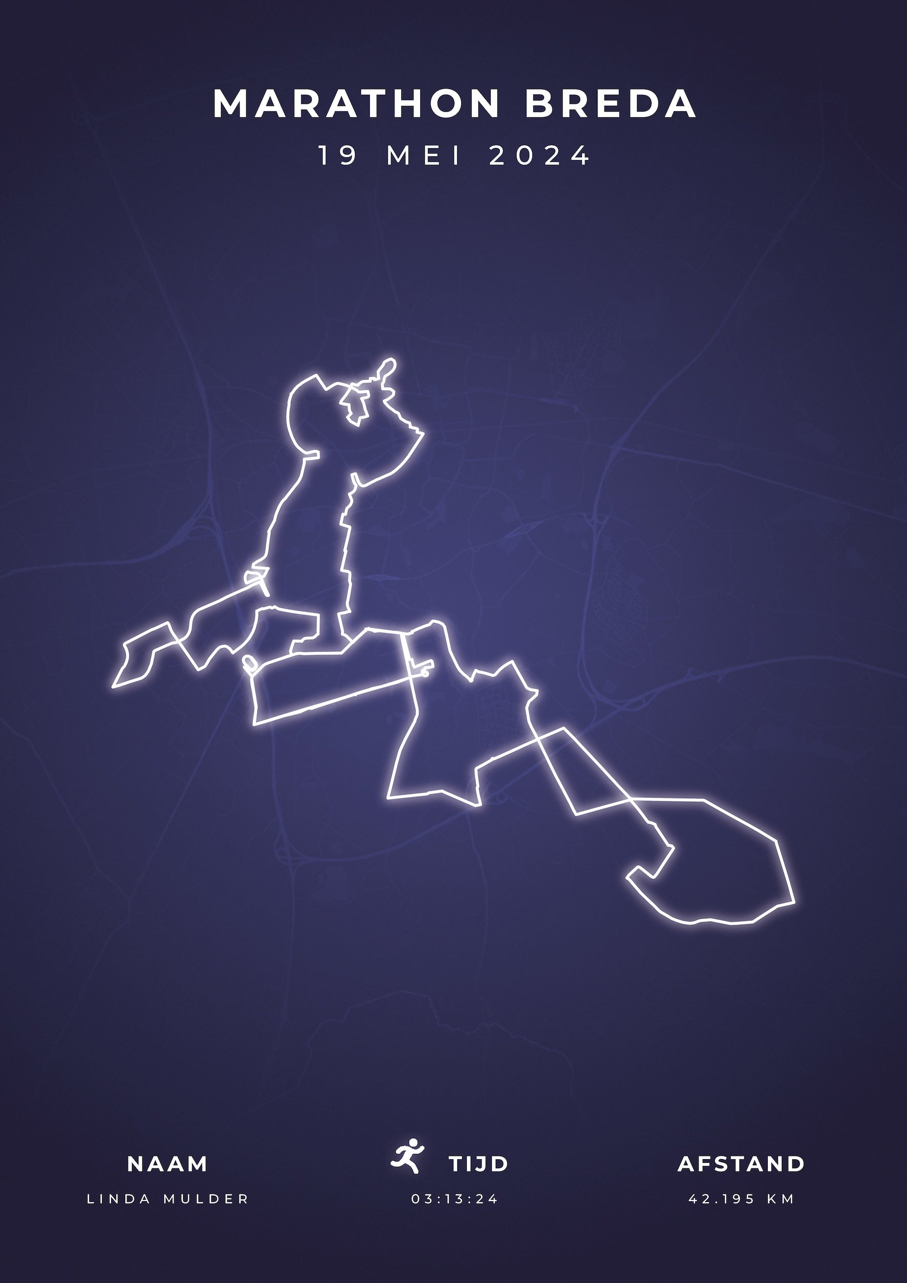 Marathon Breda 2024 - Modern Citymap - Poster