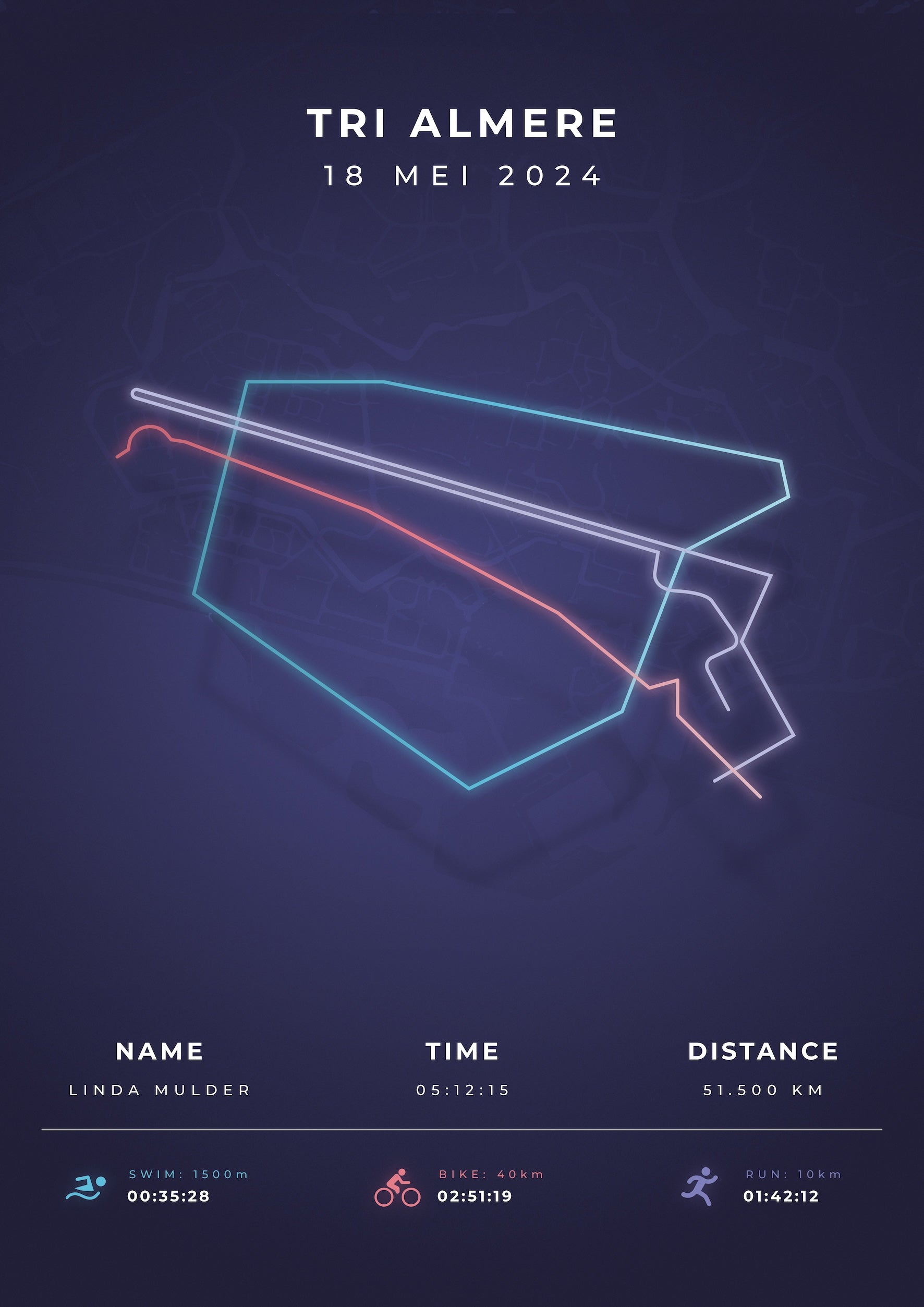 Tri Almere - Modern Citymap - Poster