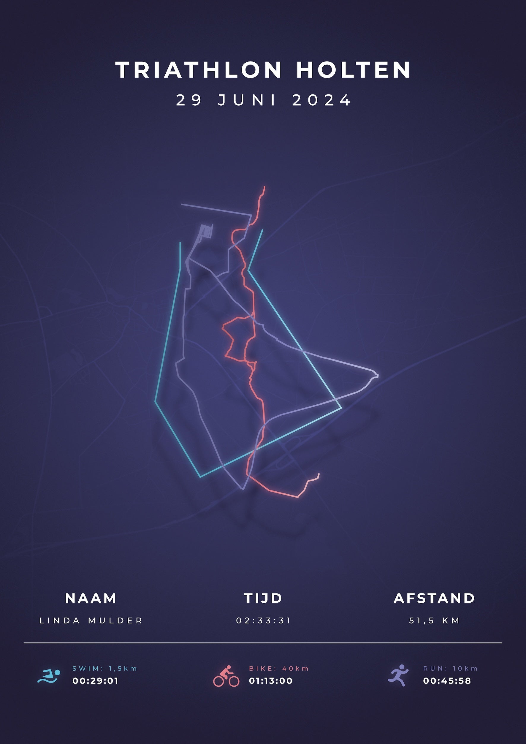 Triathlon Holten 2024 - Modern Citymap - Poster
