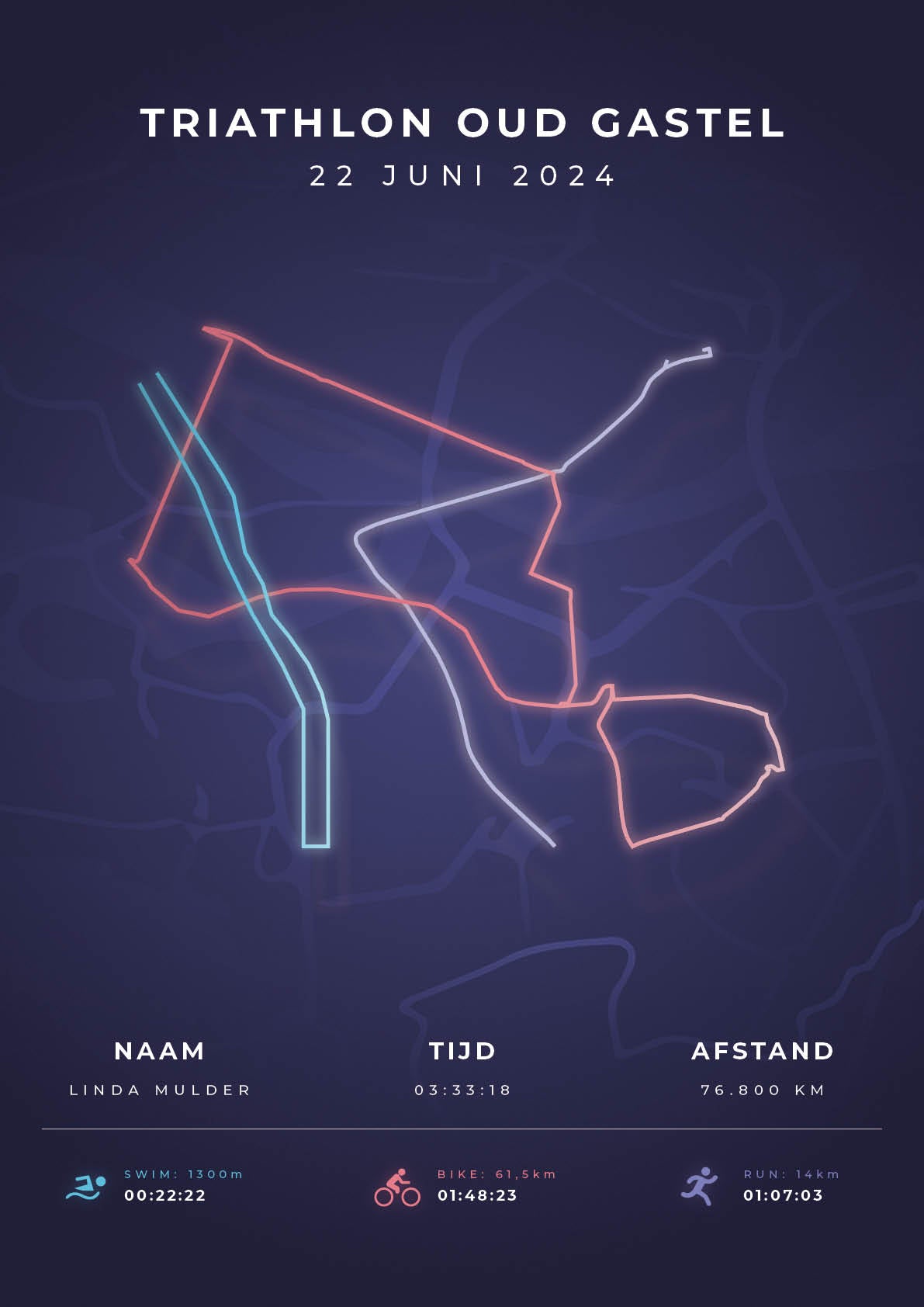Triathlon Oud Gastel - Modern Citymap - Poster