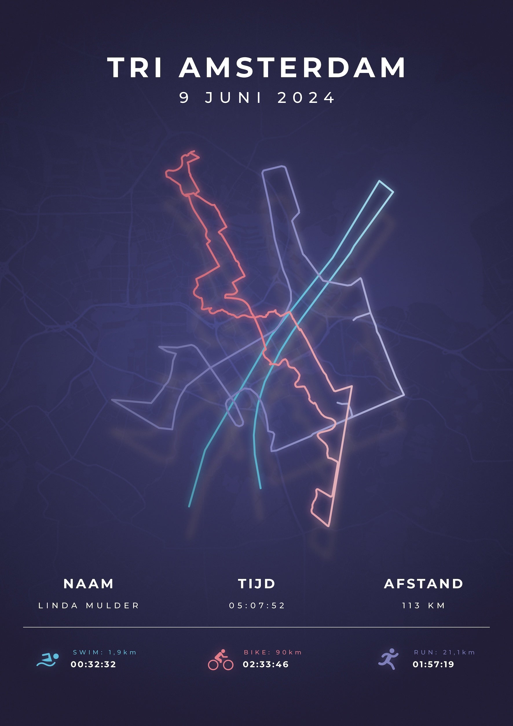 Tri Amsterdam 2025 I Modern Citymap I Poster