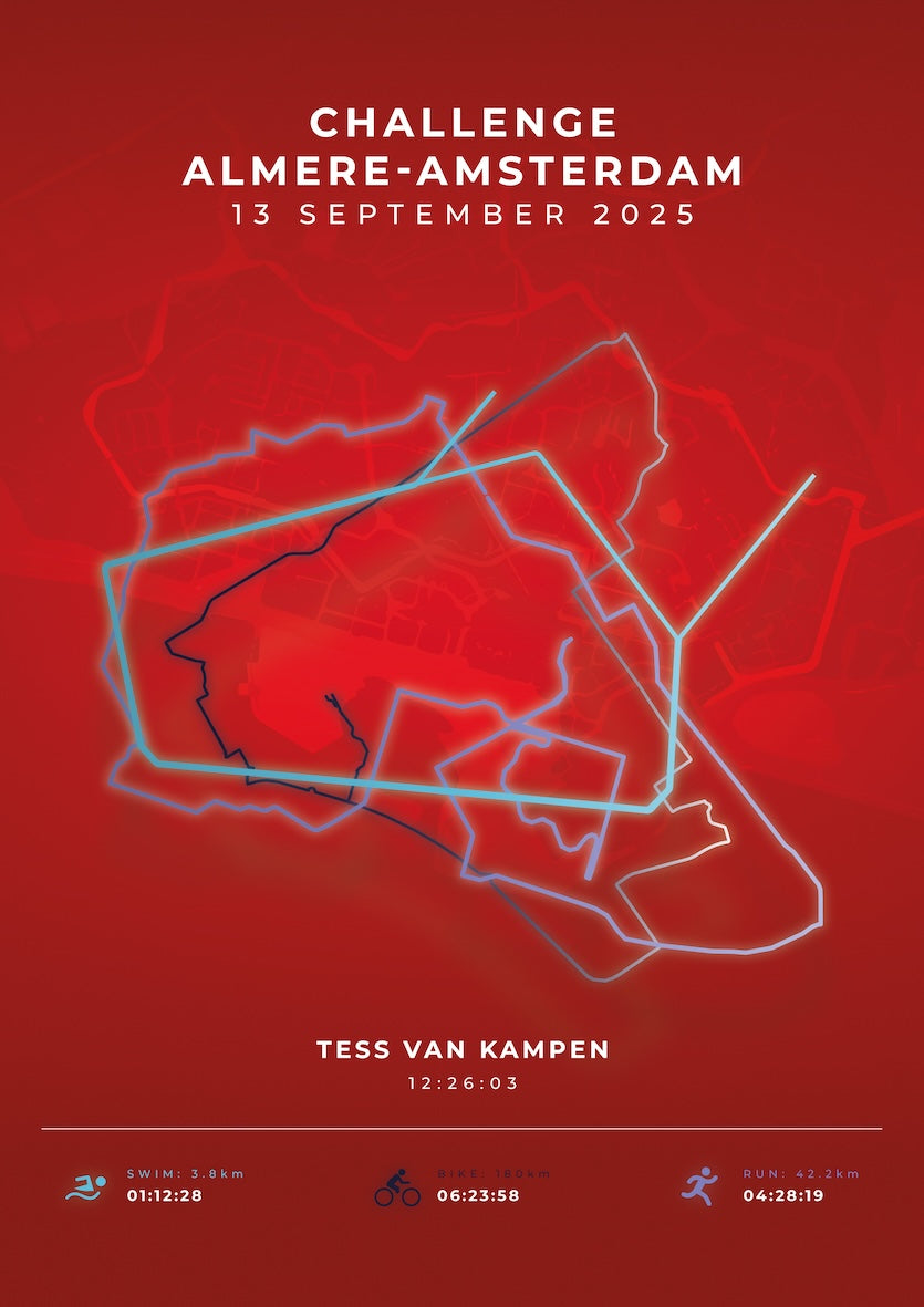 Poster met naam I Challenge Almere-Amsterdam 2025 I Modern Citymap