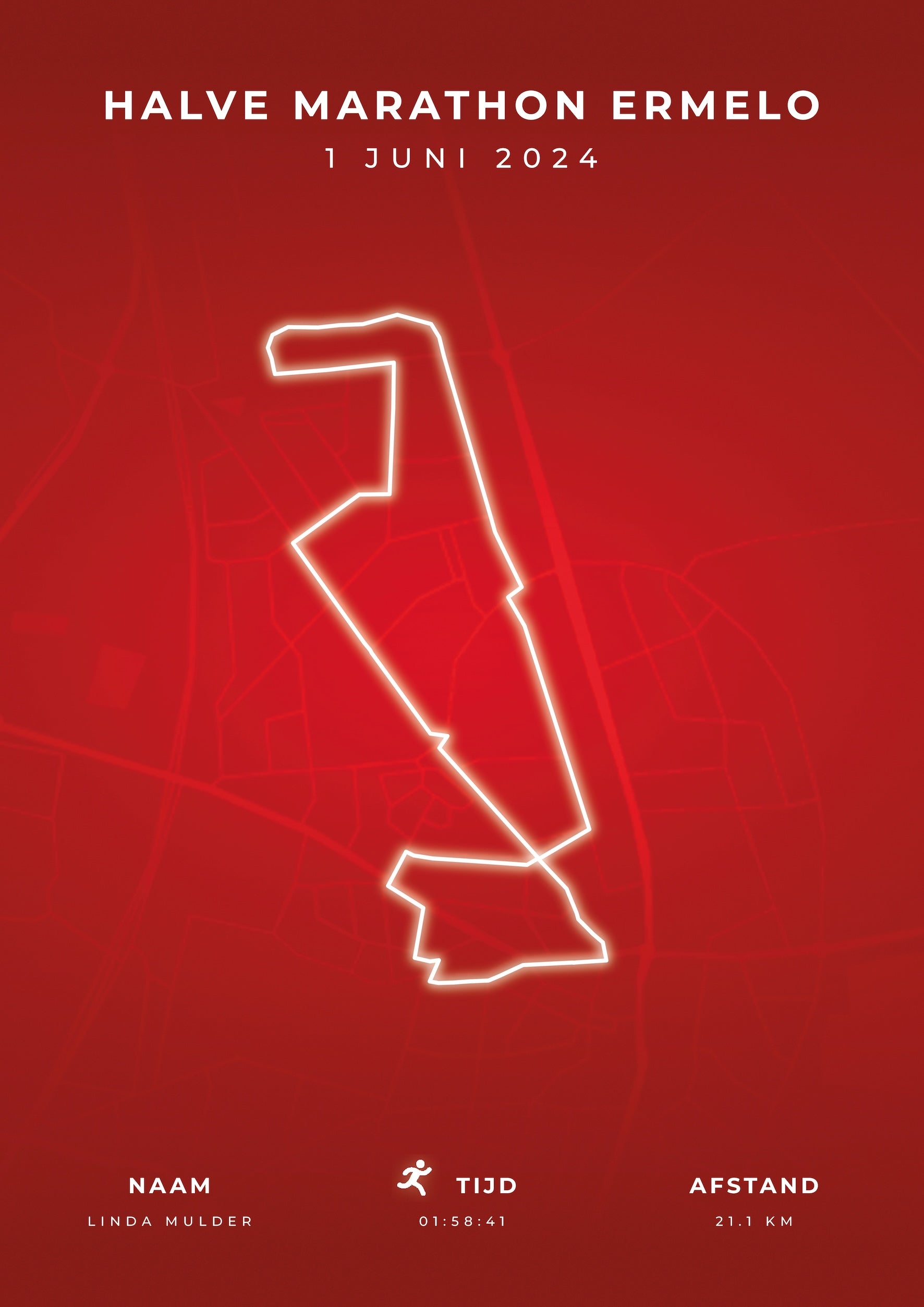 Halve Marathon Ermelo - Modern Citymap - Poster