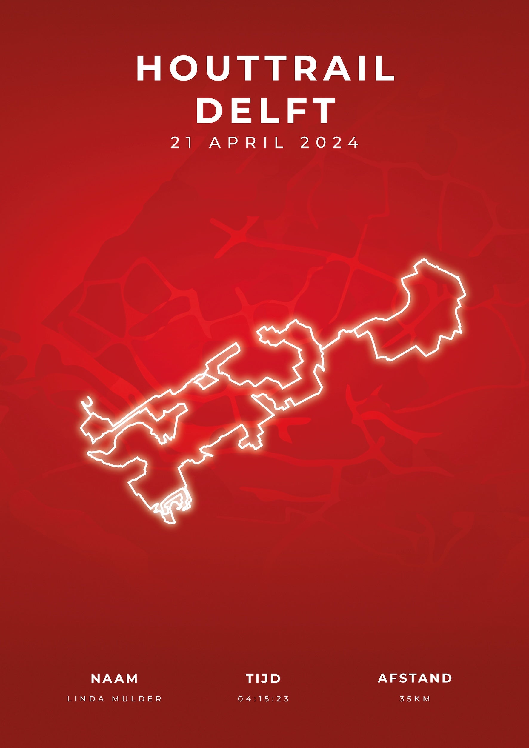 Houttrail Delft - Modern Citymap - Poster