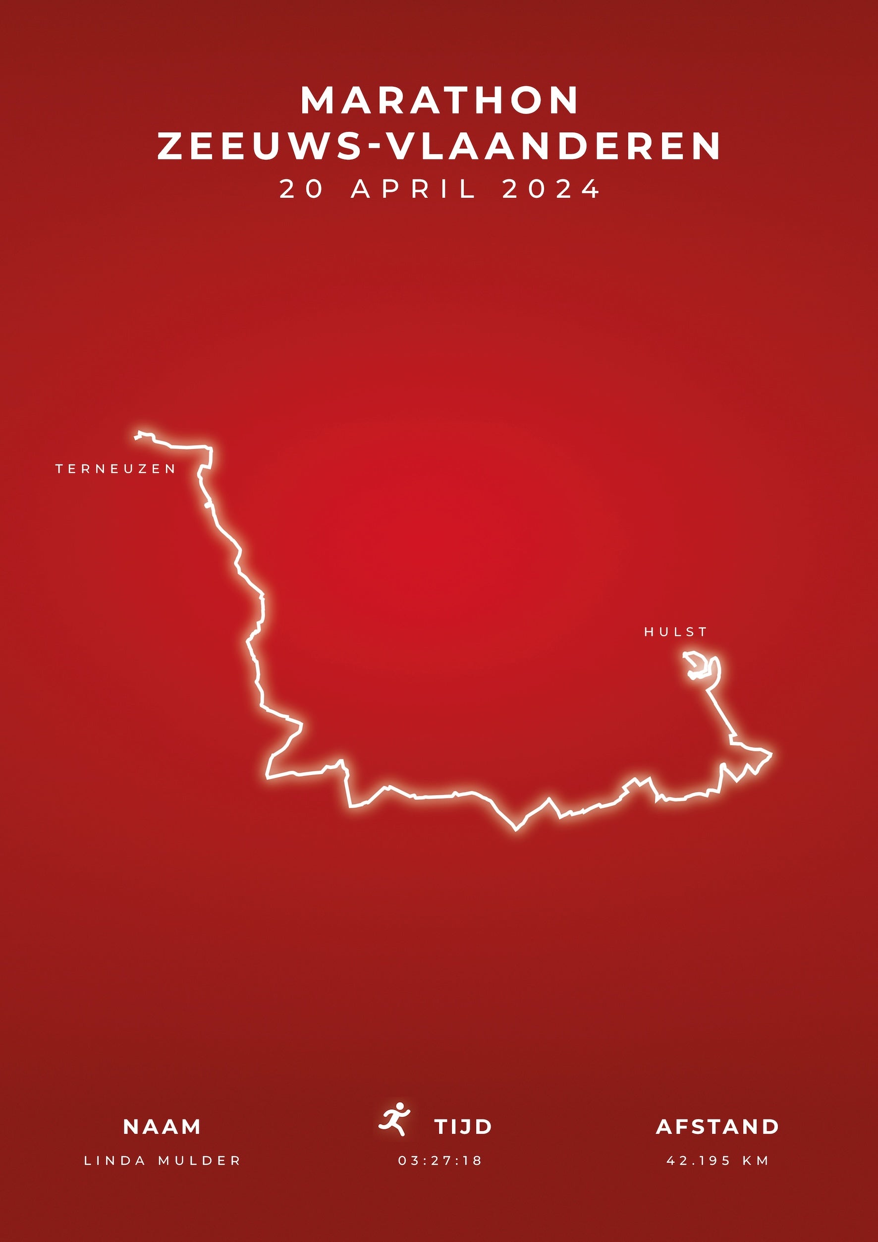 Marathon Zeeuws-Vlaanderen - Modern Citymap - Poster