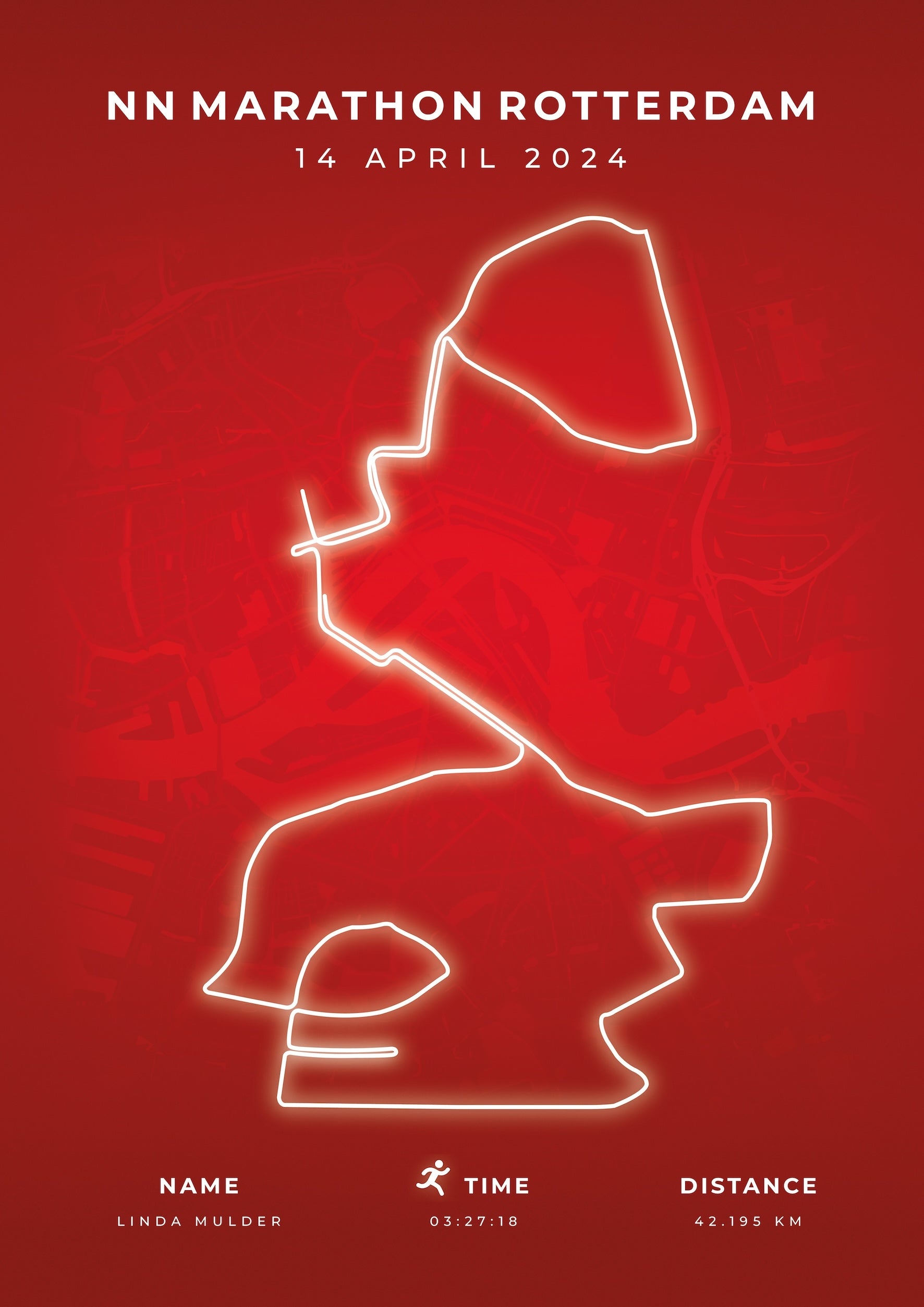 Marathon Rotterdam 2024 - Modern Citymap - Poster