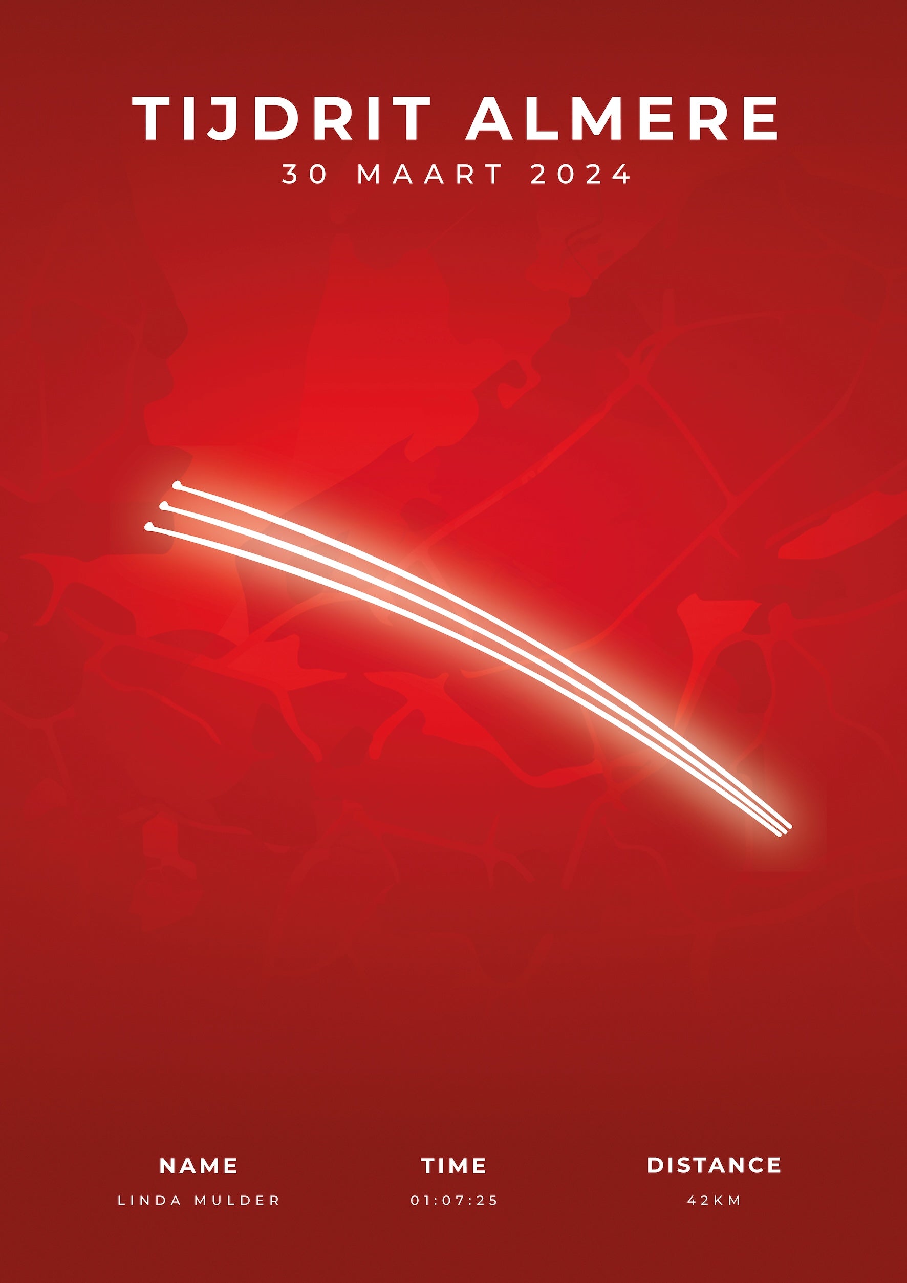 Tijdrit Almere 42KM - Modern Citymap - Poster